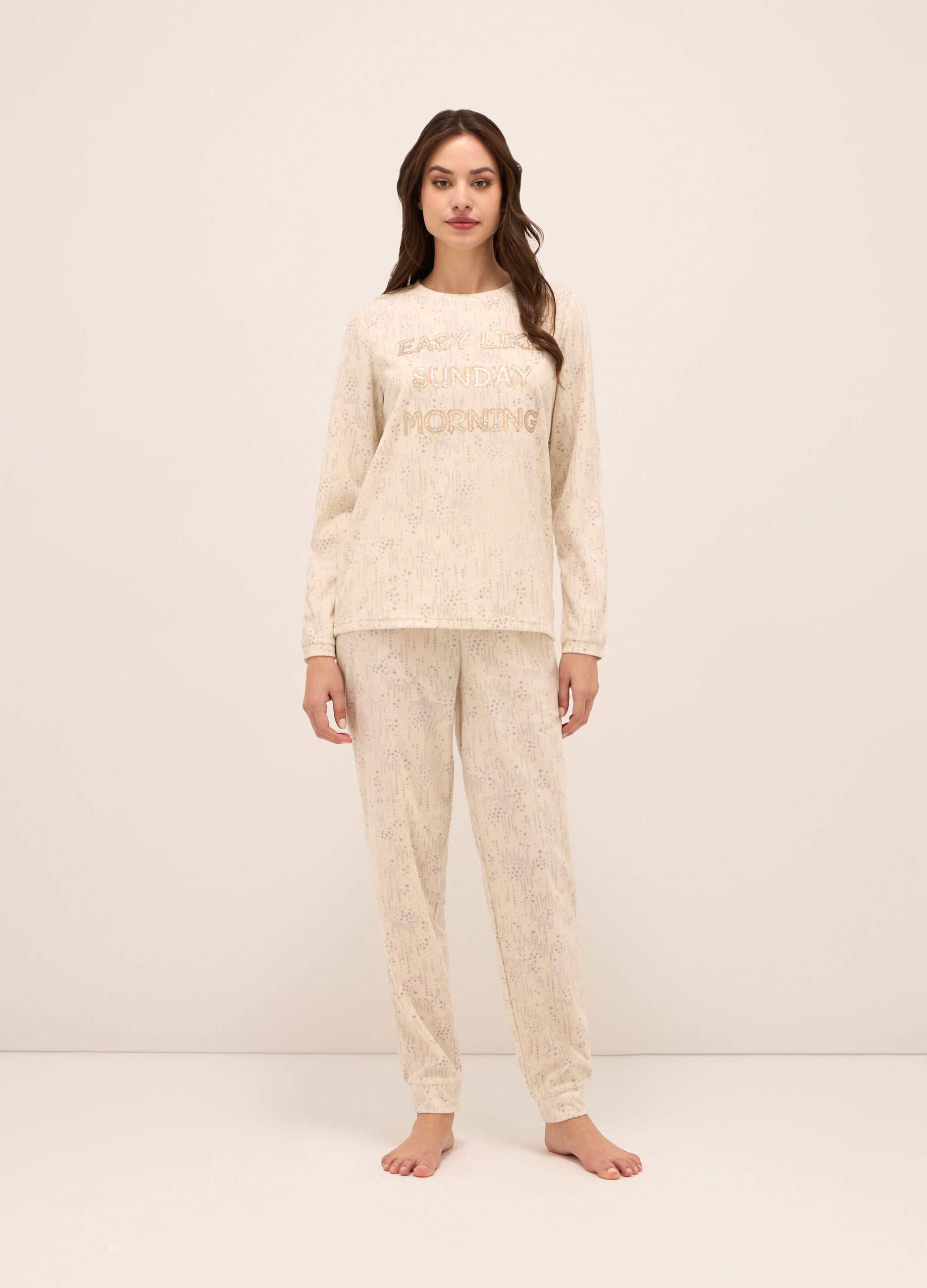 Set pigiama lungo in pile donna