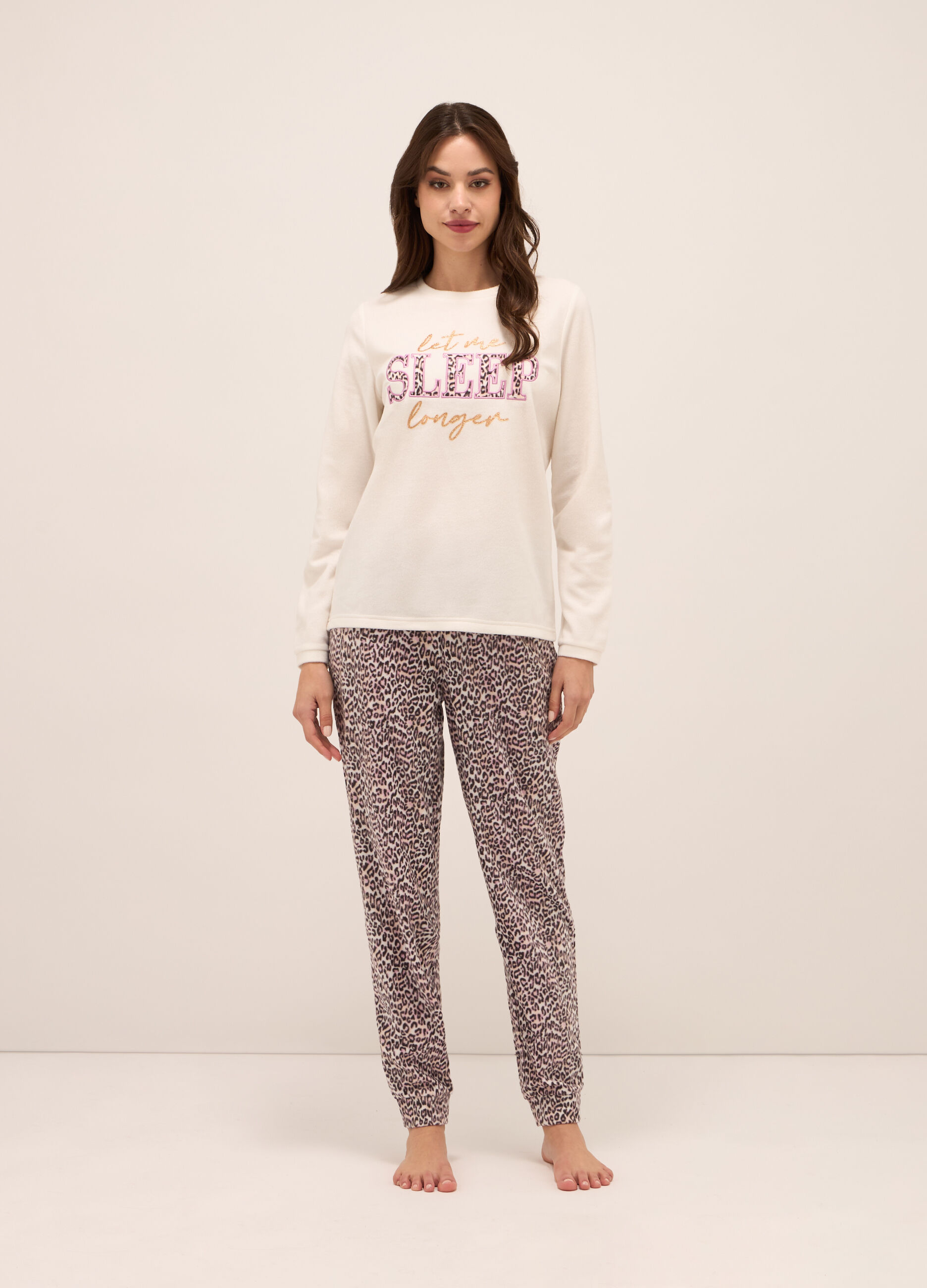 Set pigiama lungo in pile donna