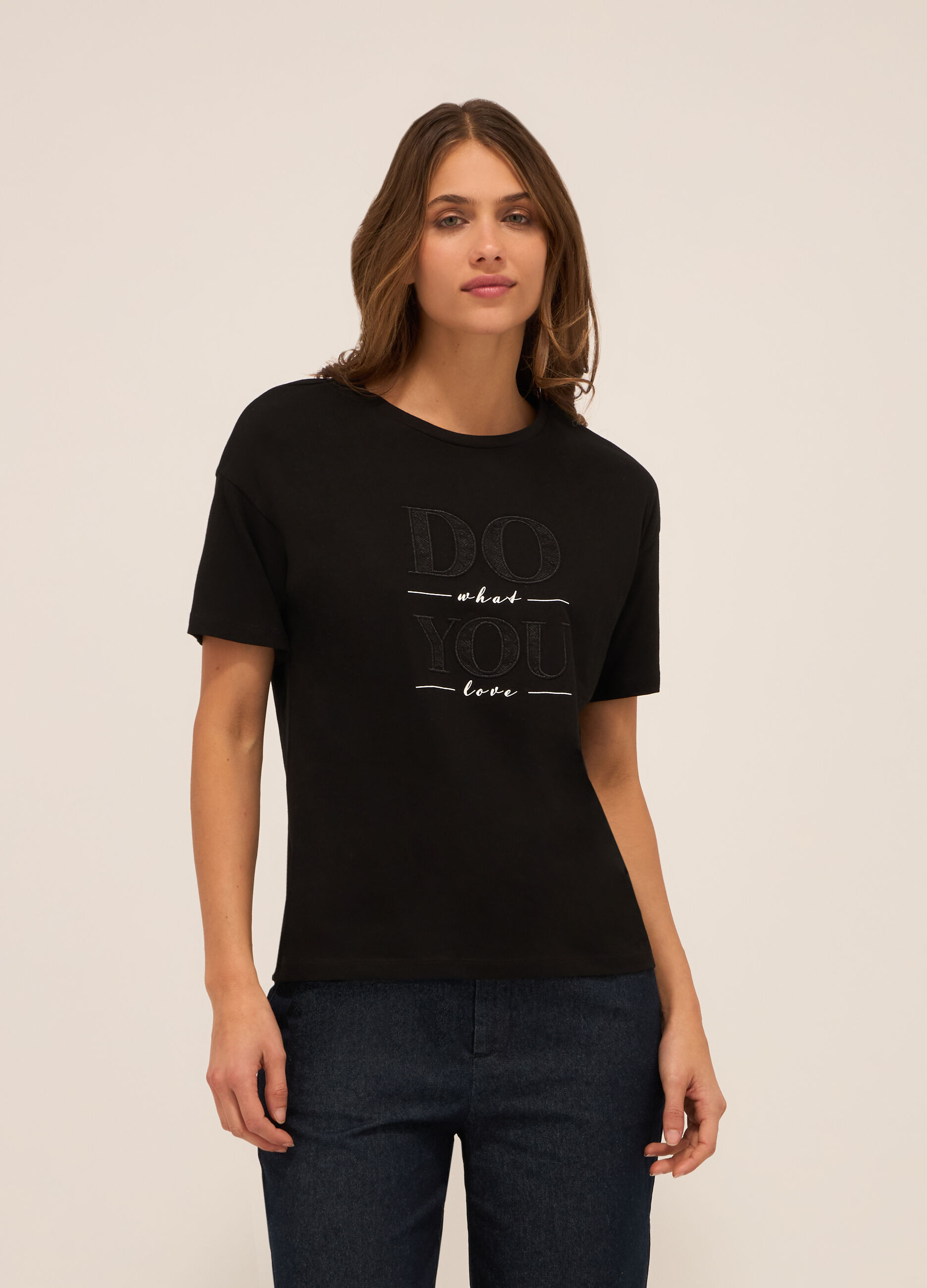 T-shirt in jersey di puro cotone donna