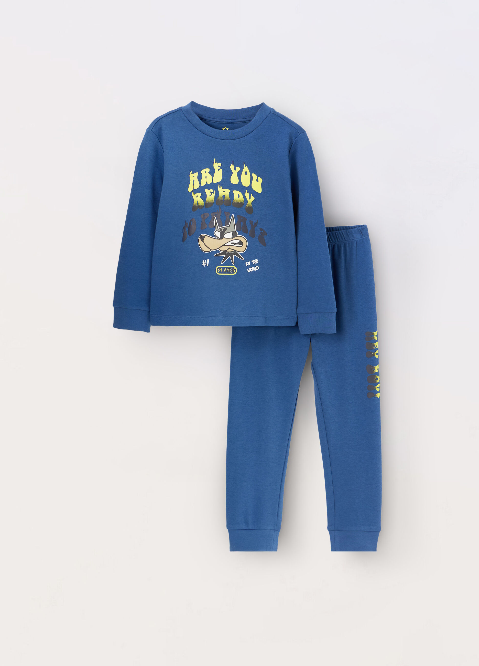 Set pigiama lungo in interlock di puro cotone bambino