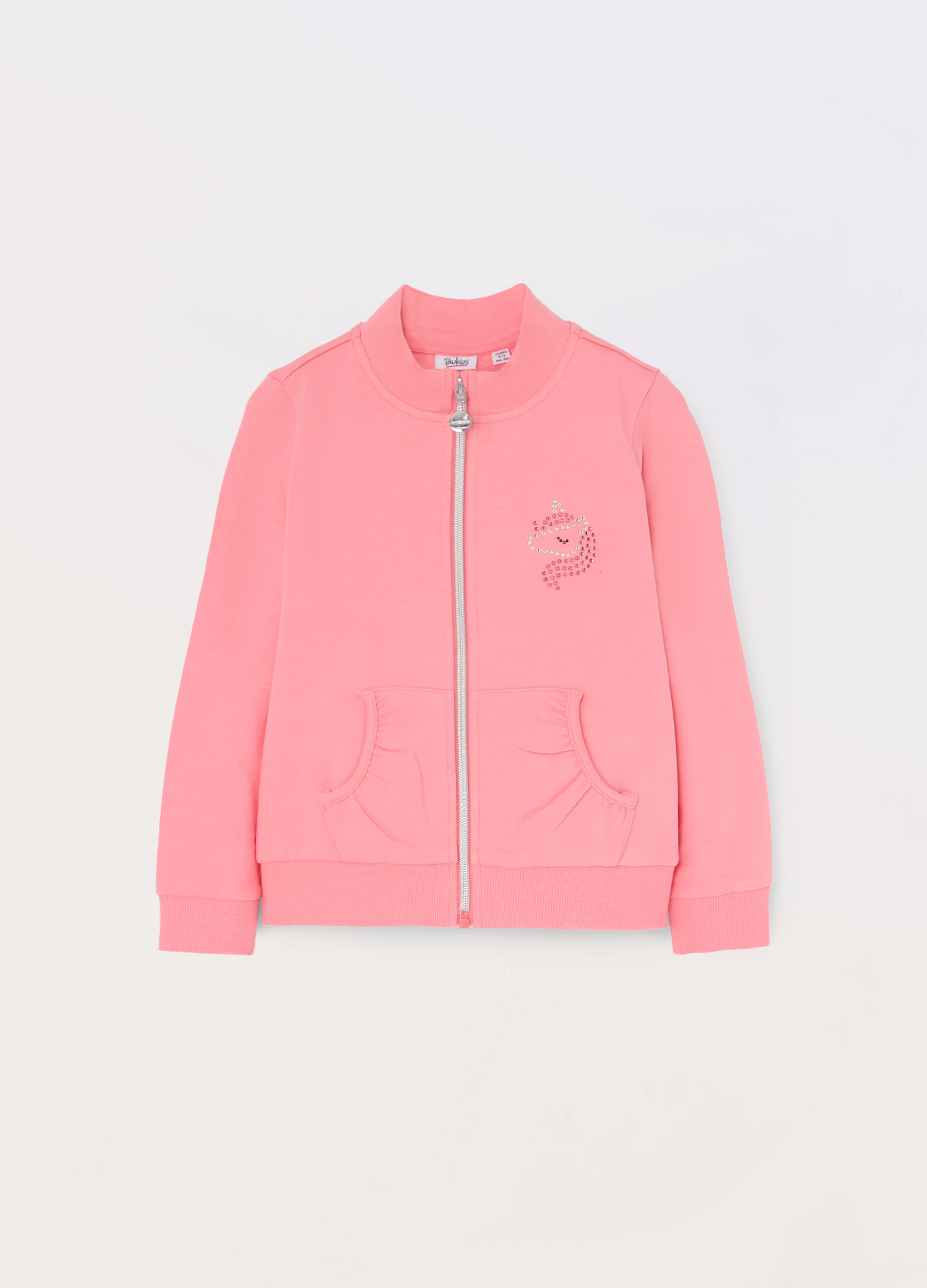 Felpa full zip in cotone stretch bambina