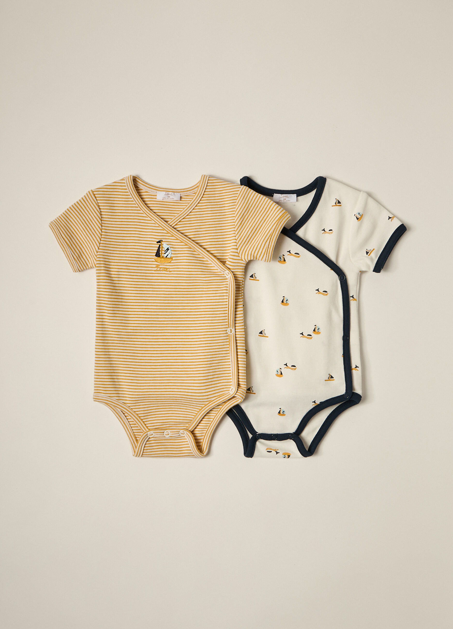 Pack 2 body in interlock di puro cotone IANA neonato