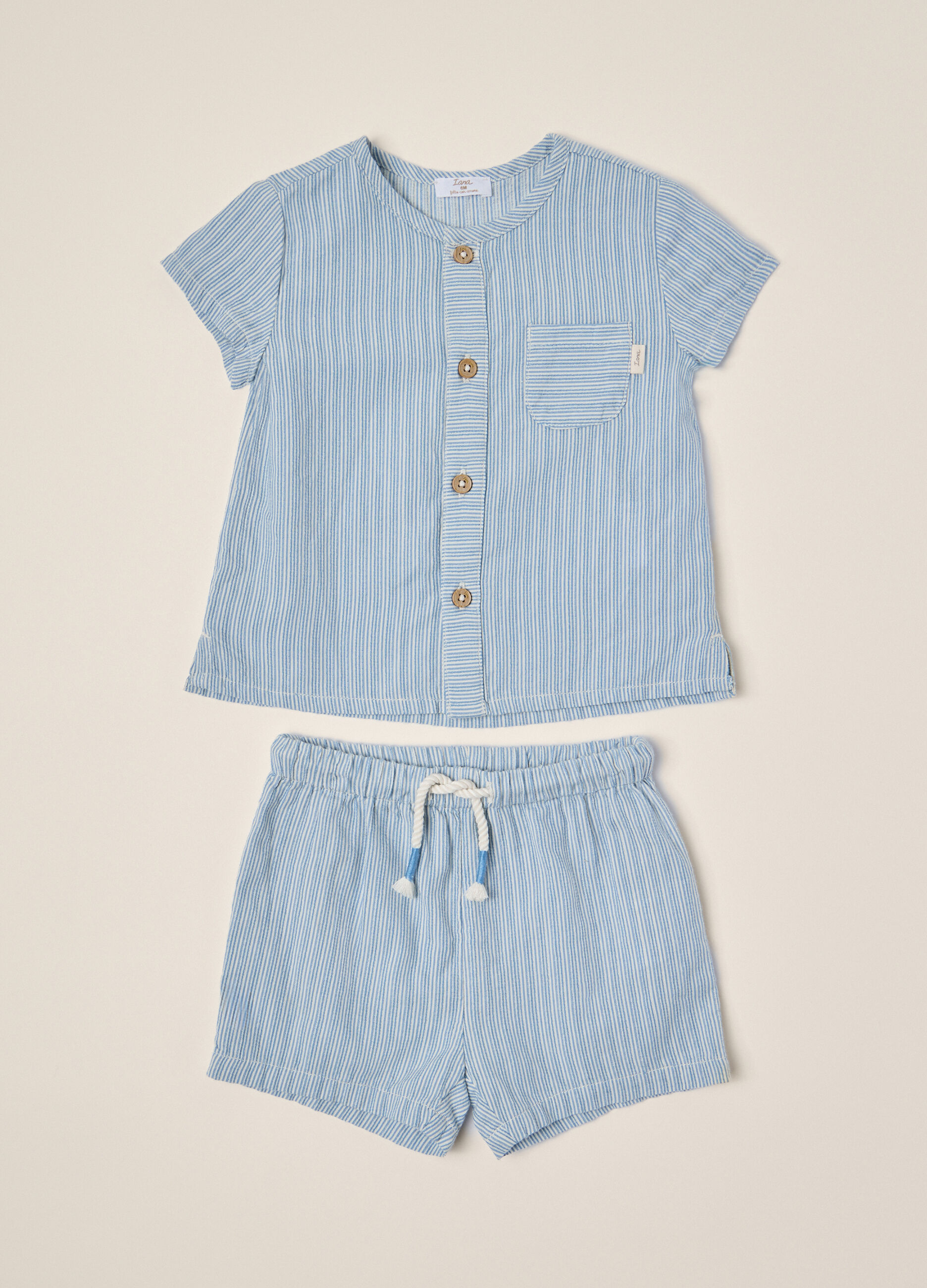 Set in puro cotone seersucker IANA neonato