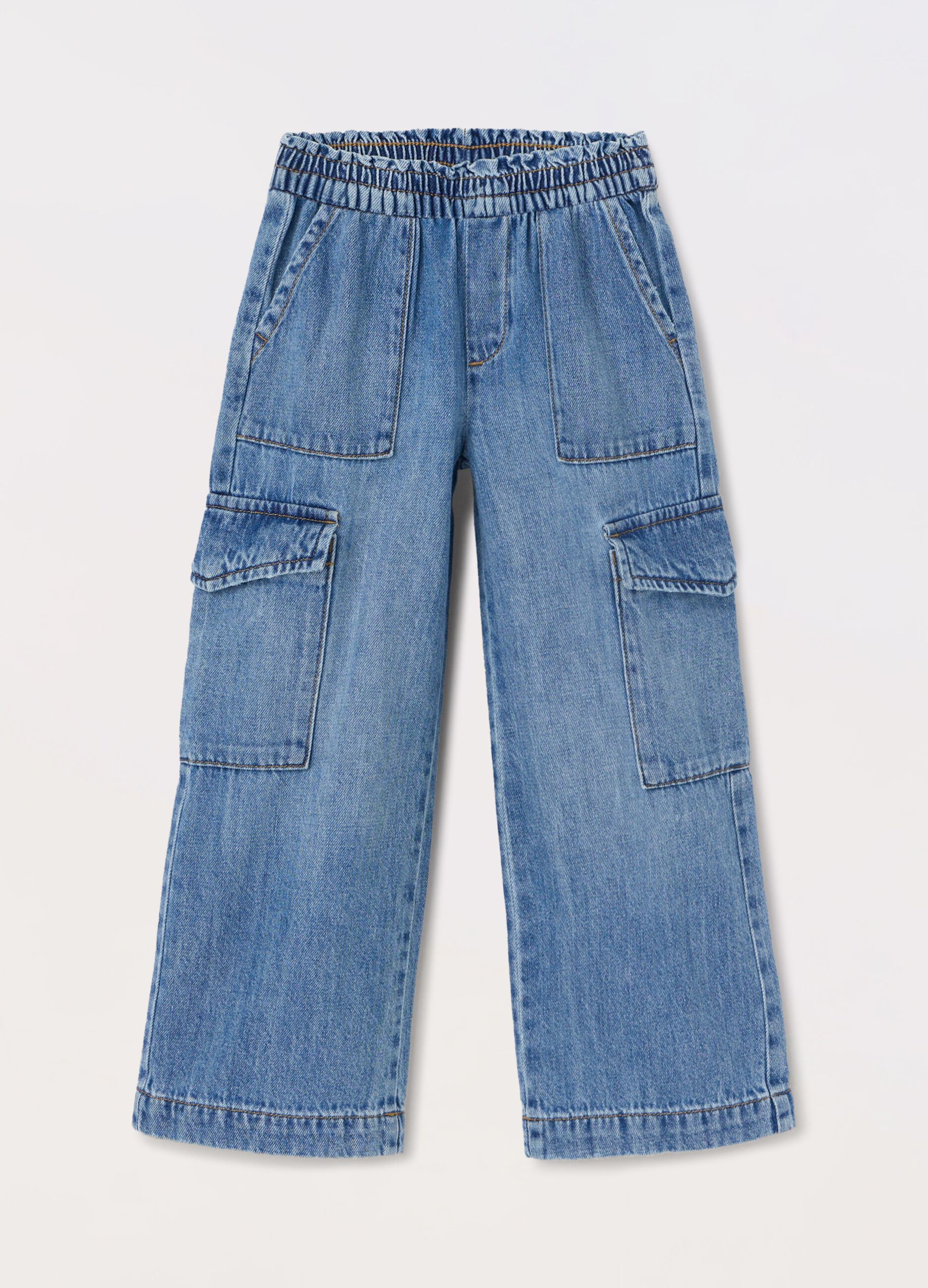 Pantaloni cargo in denim di misto cotone bambina