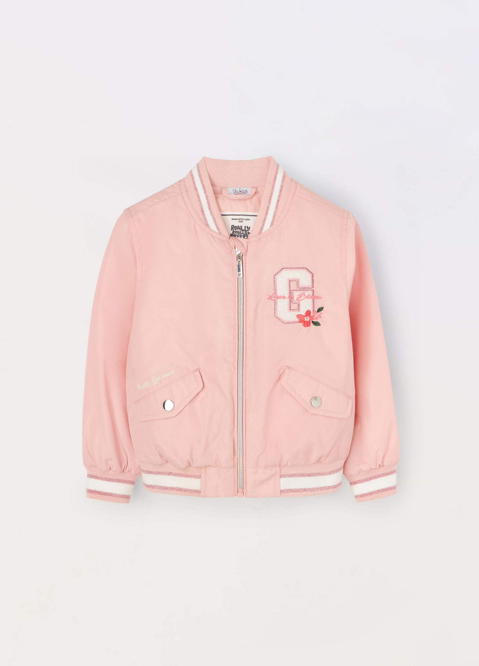 Bomber varsity full zip bambina