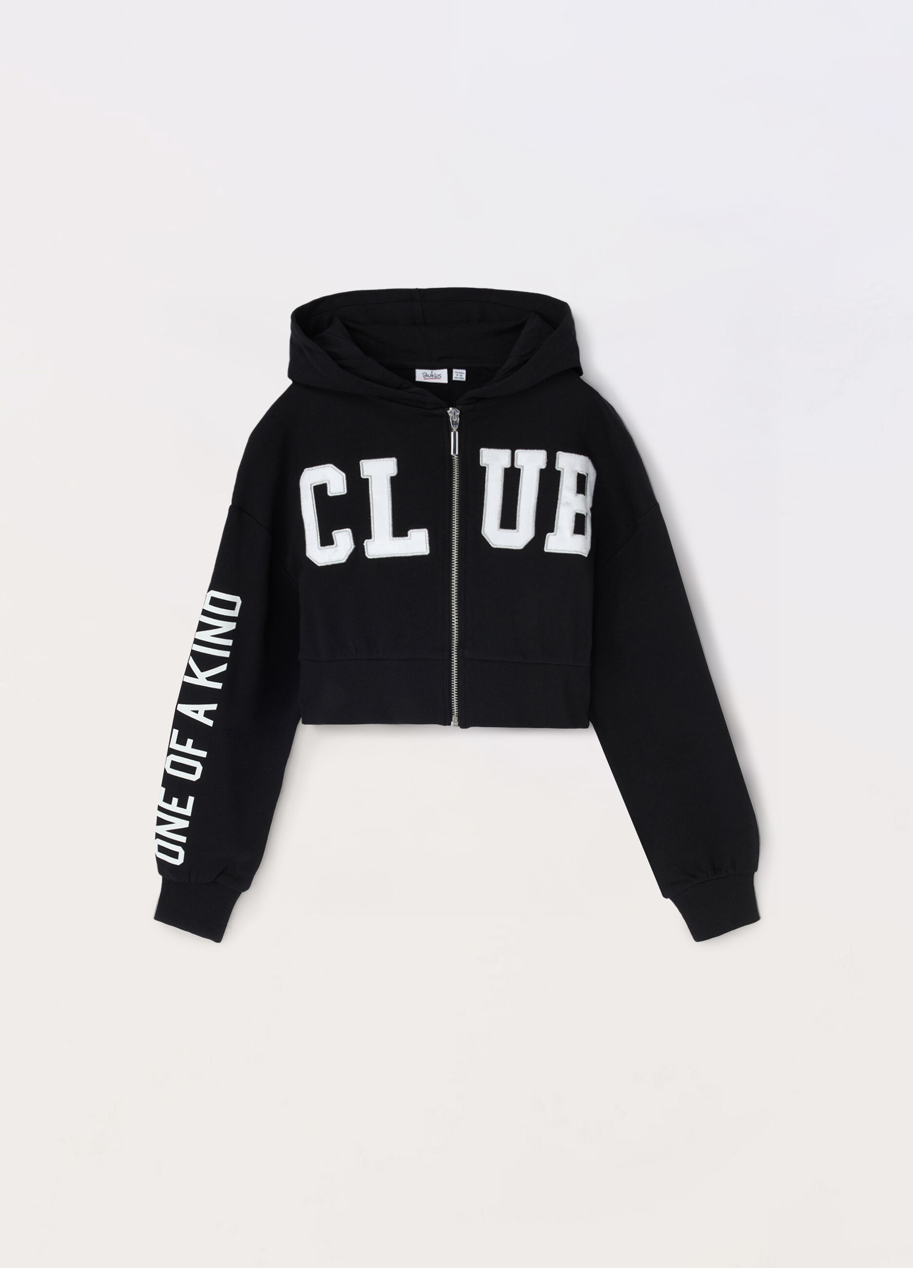 Felpa full zip in french terry di puro cotone ragazza