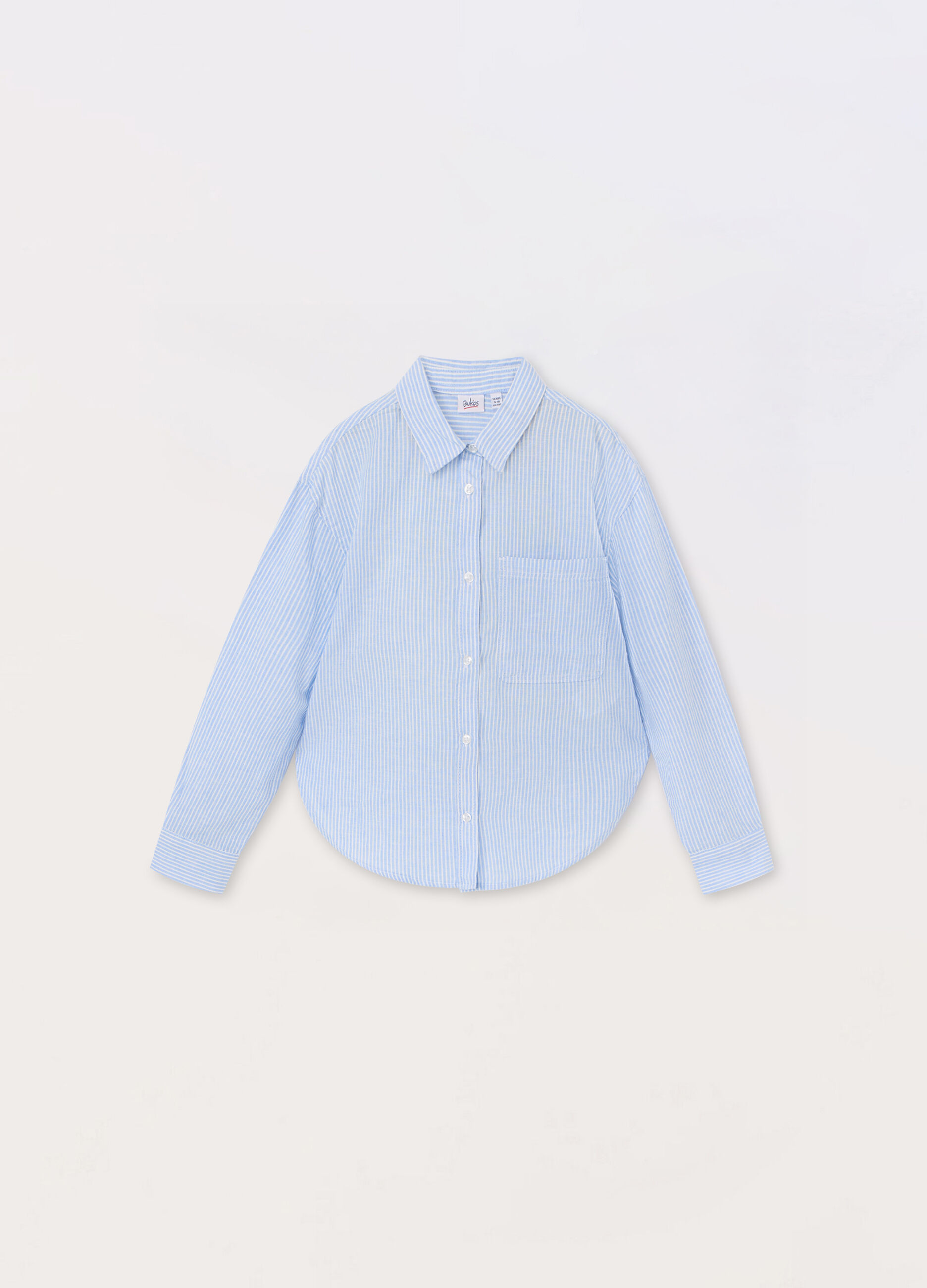 Camicia misto lino a righe ragazza