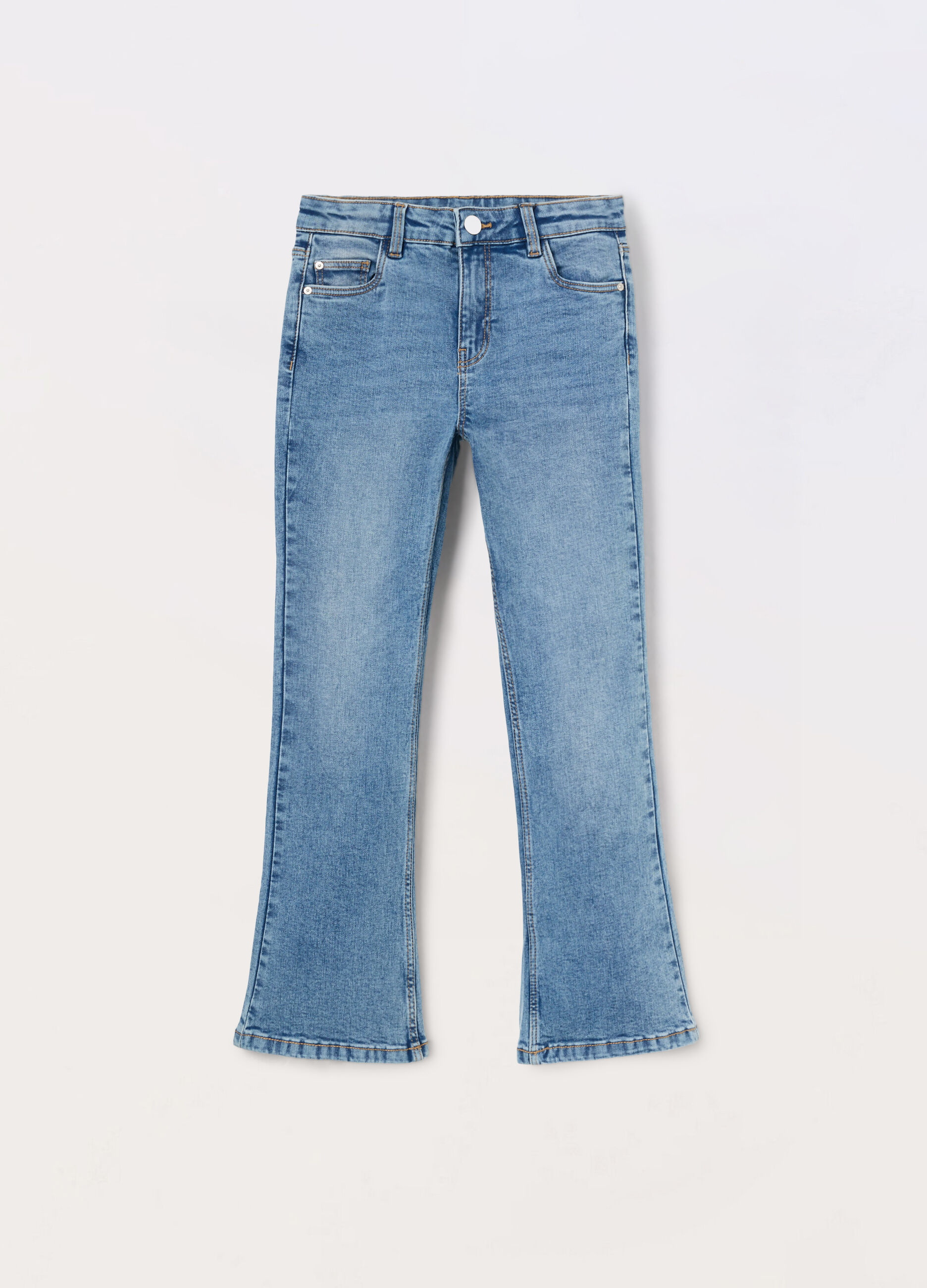 Pantaloni flare fit in denim di cotone stretch ragazza