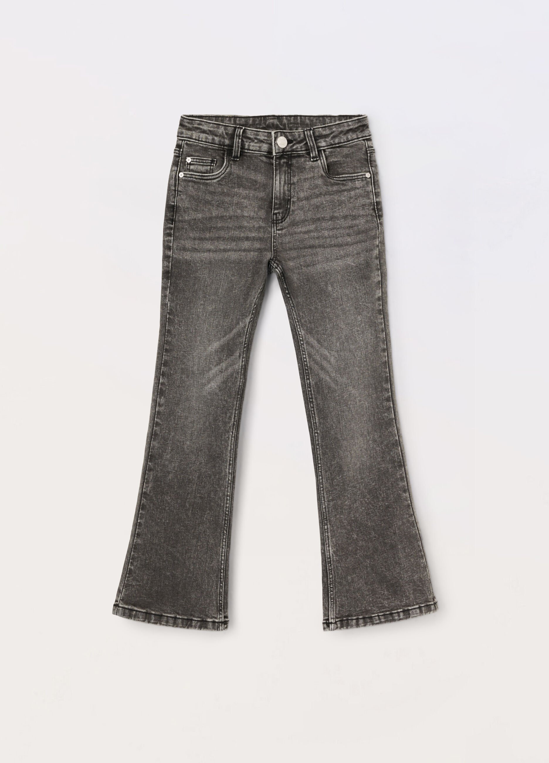 Pantaloni flare fit in denim di cotone stretch ragazza