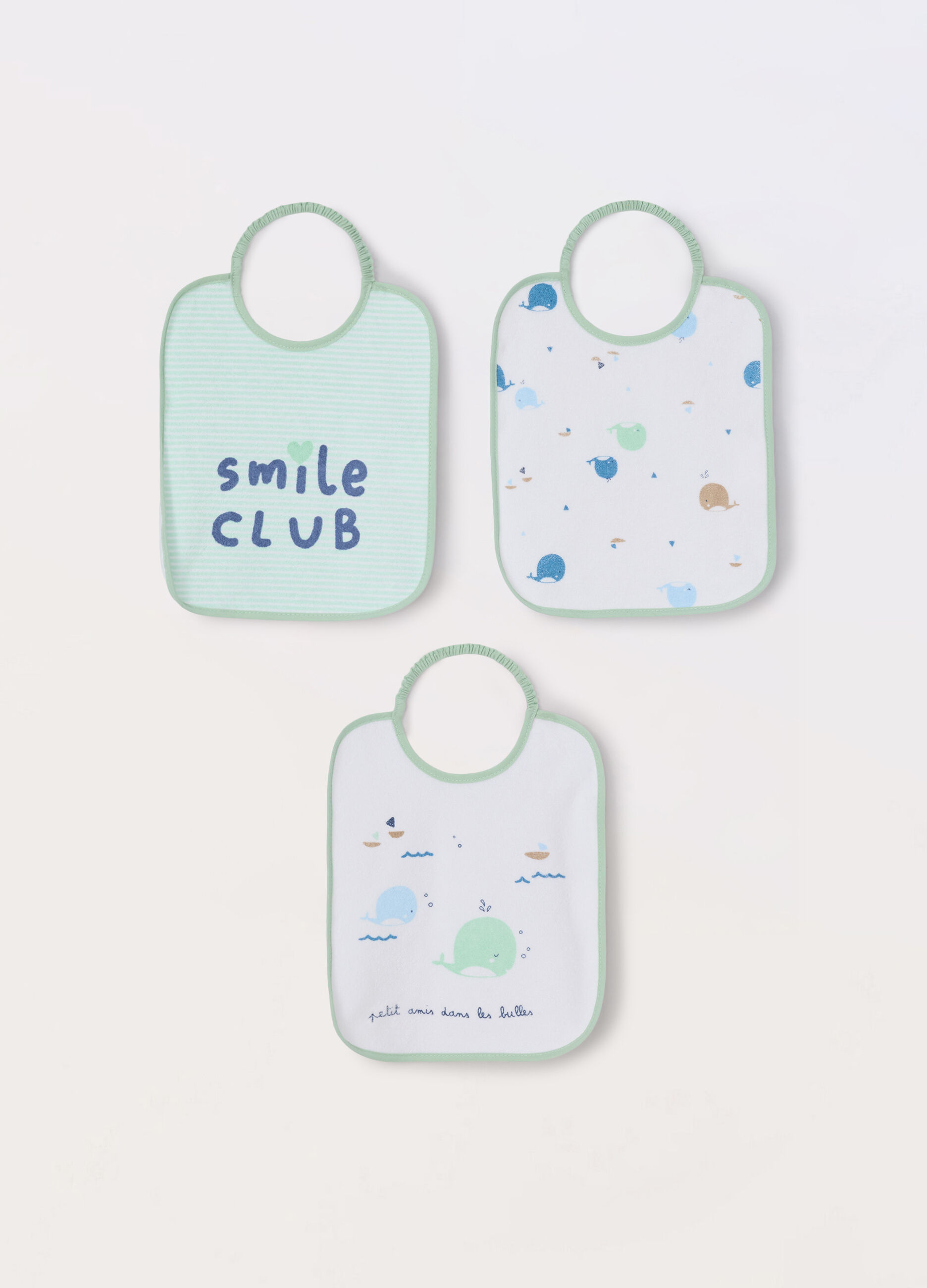 Pack 3 bavaglini in spugna di misto cotone