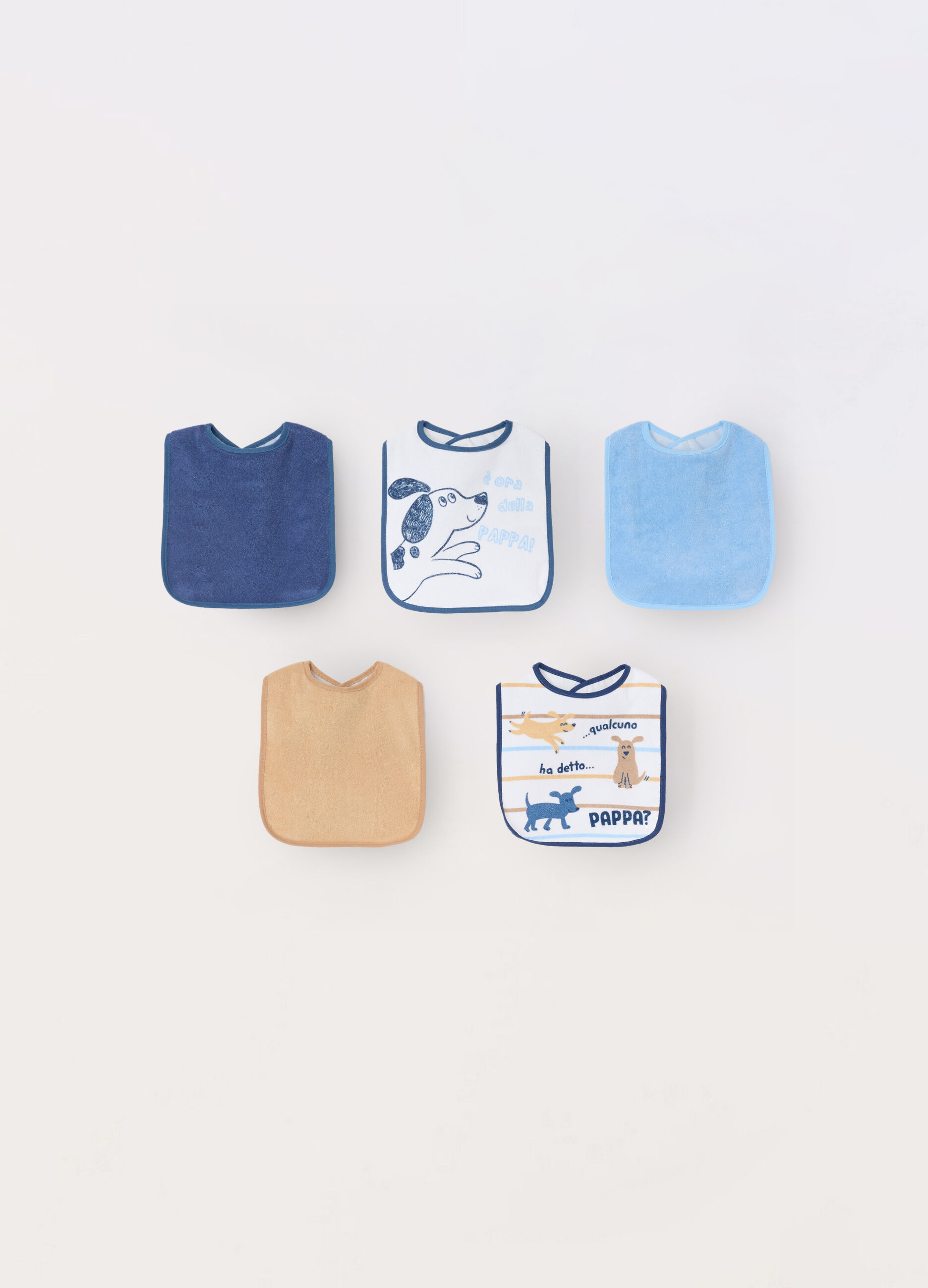 Pack 5 bavaglini in spugna di misto cotone neonato
