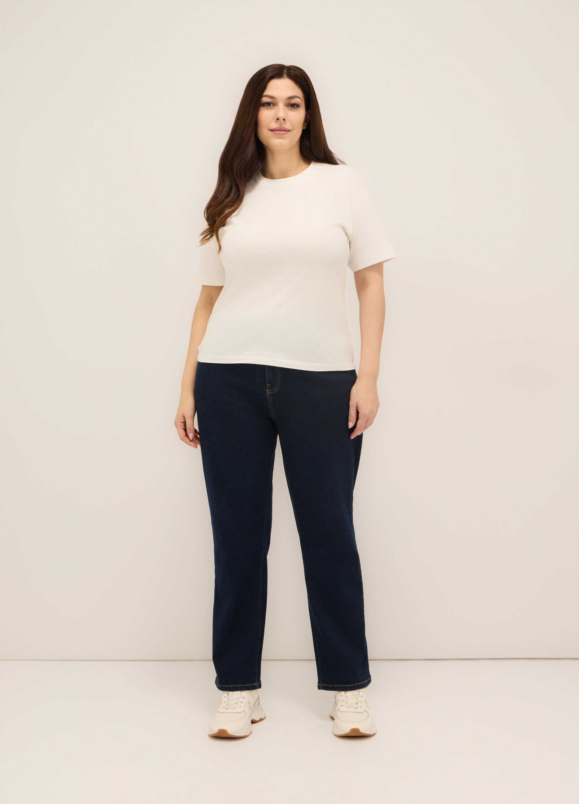 Pantaloni in denim di cotone stretch donna curvy