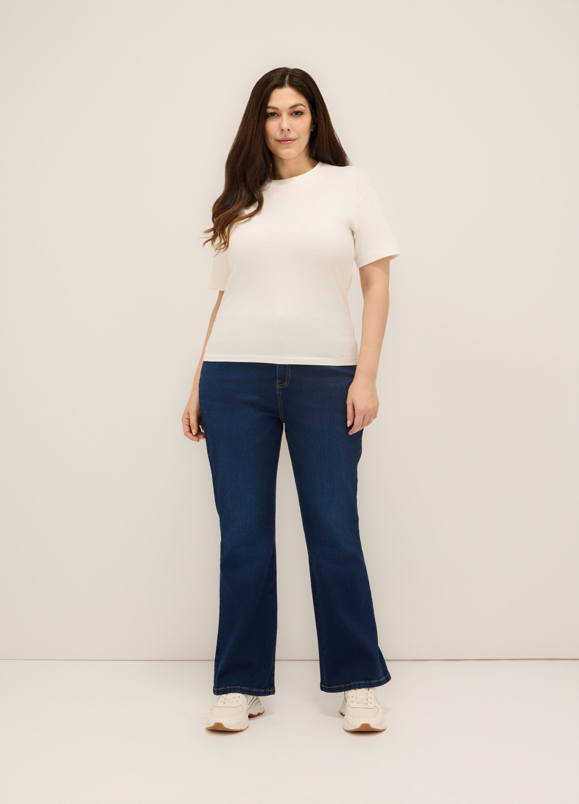 Pantaloni in denim di cotone stretch donna curvy
