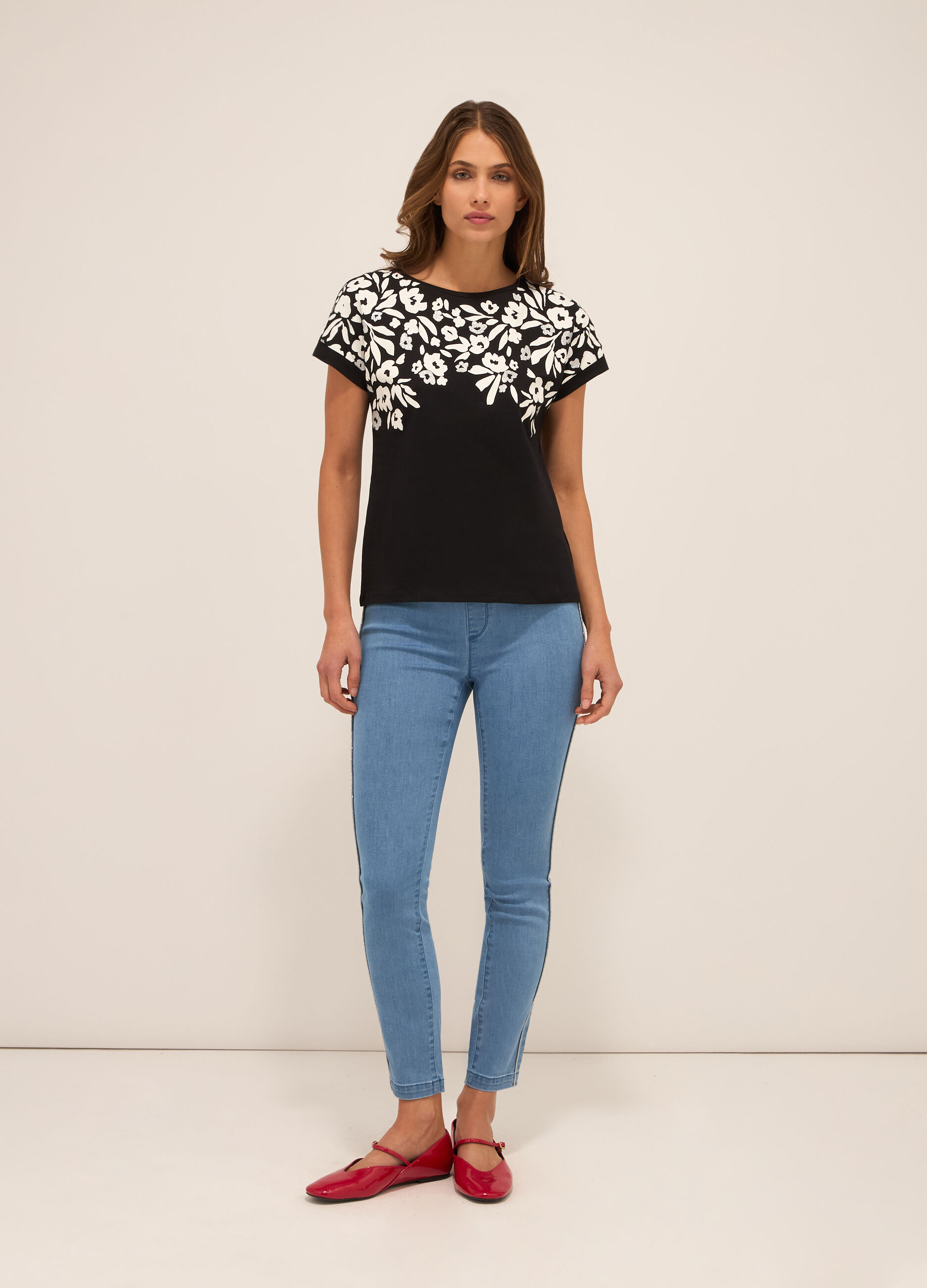 Jeggings in stretch denim di misto cotone donna