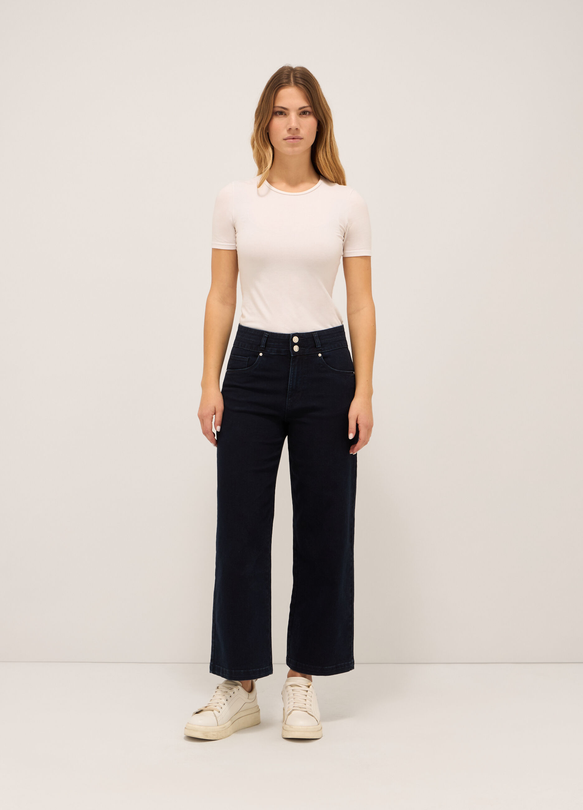 Pantaloni in denim stretch di misto cotone