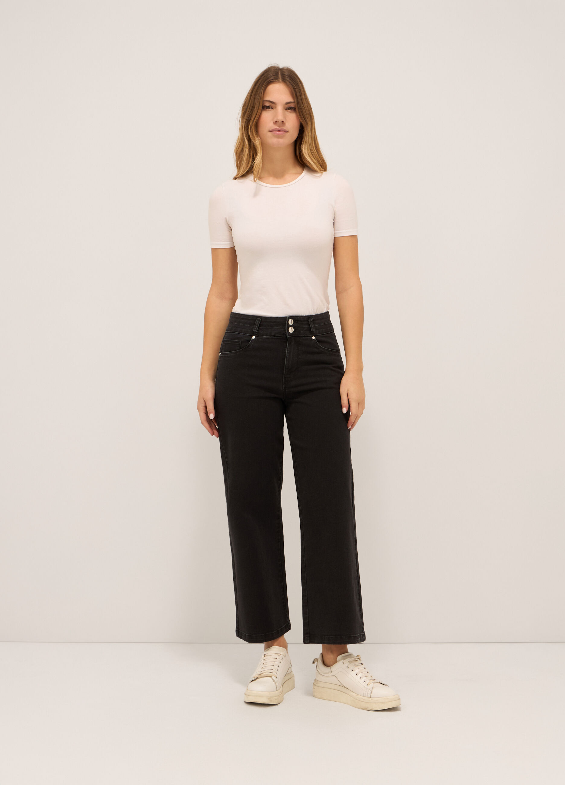 Pantaloni in denim stretch di misto cotone