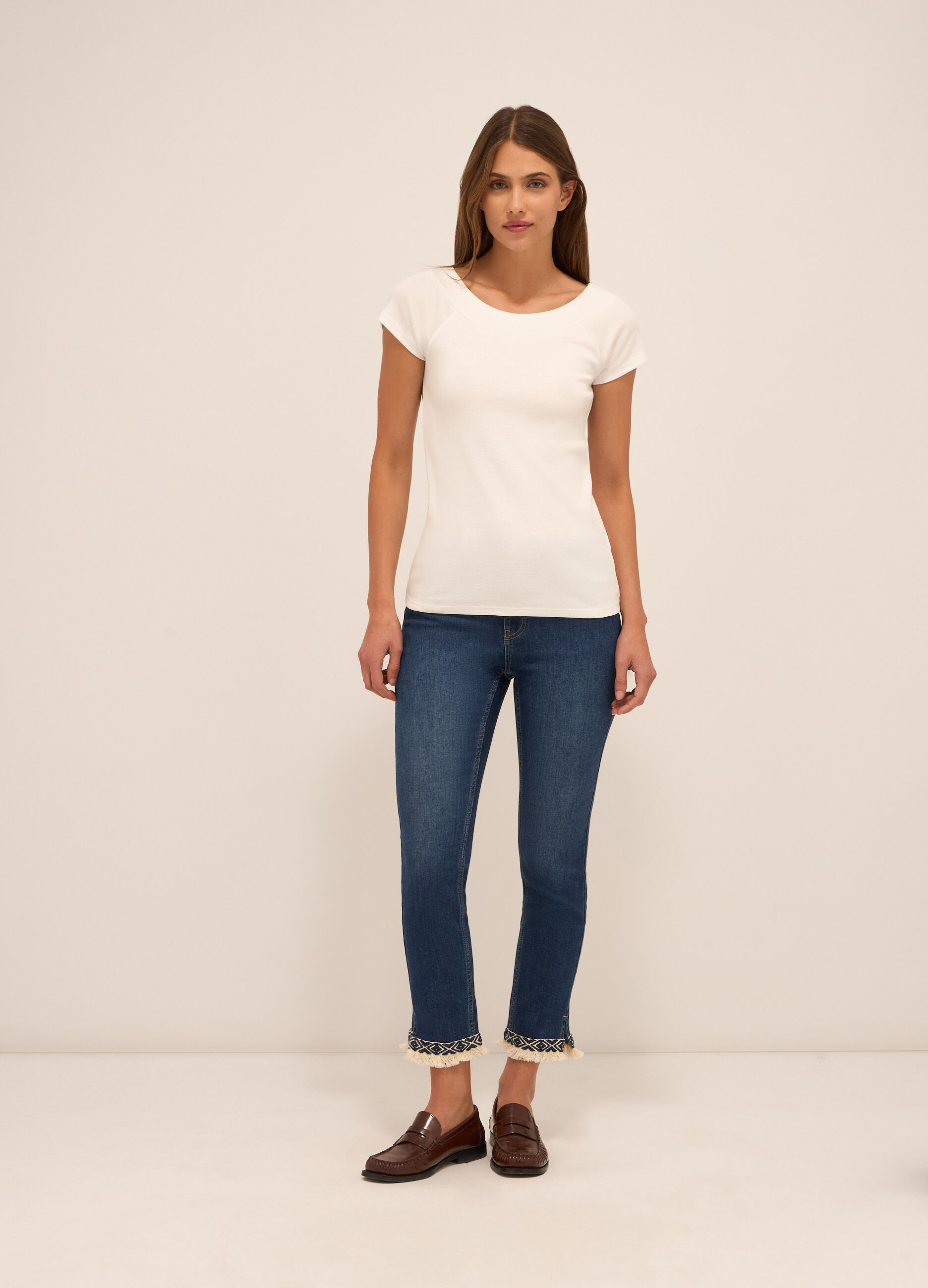 Pantaloni in denim di misto cotone donna