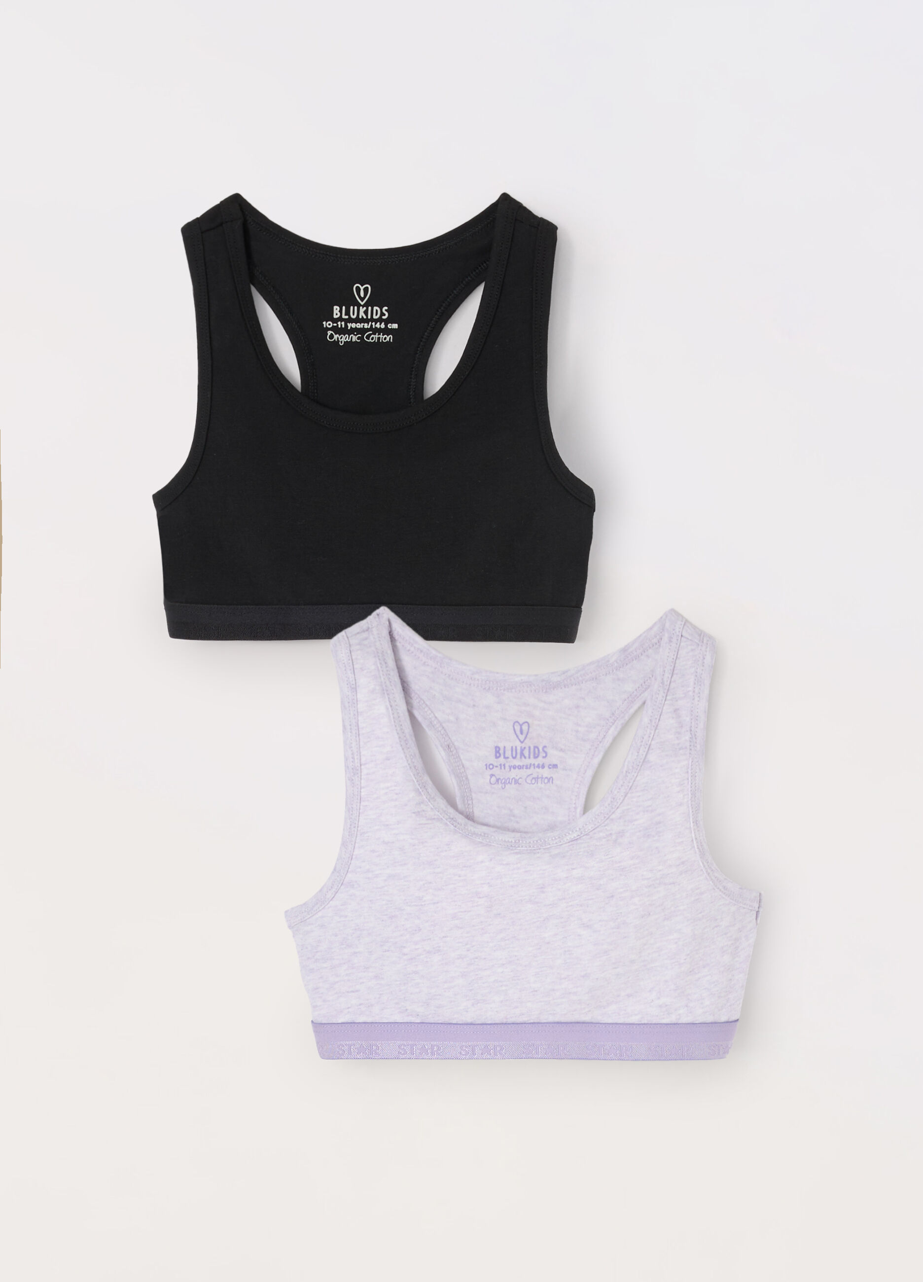 Pack 2 reggiseni sportivi in cotone stretch ragazza