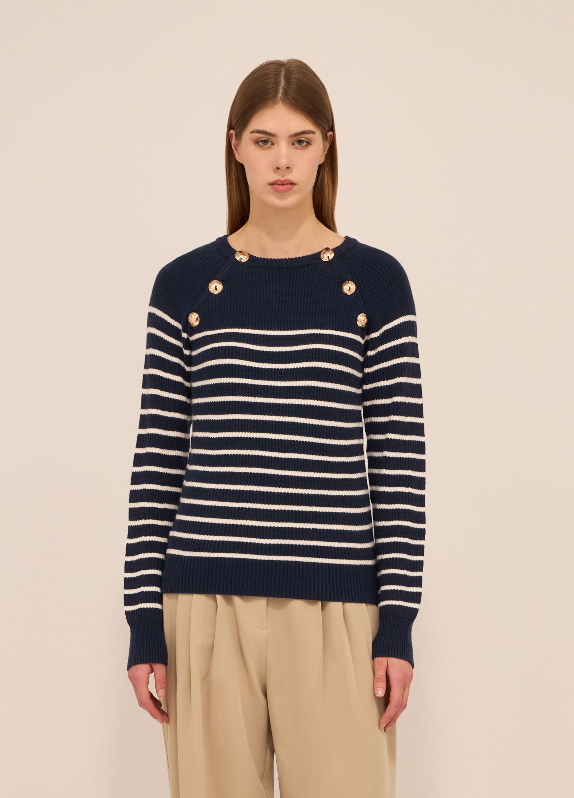 Tricot misto viscosa a righe donna