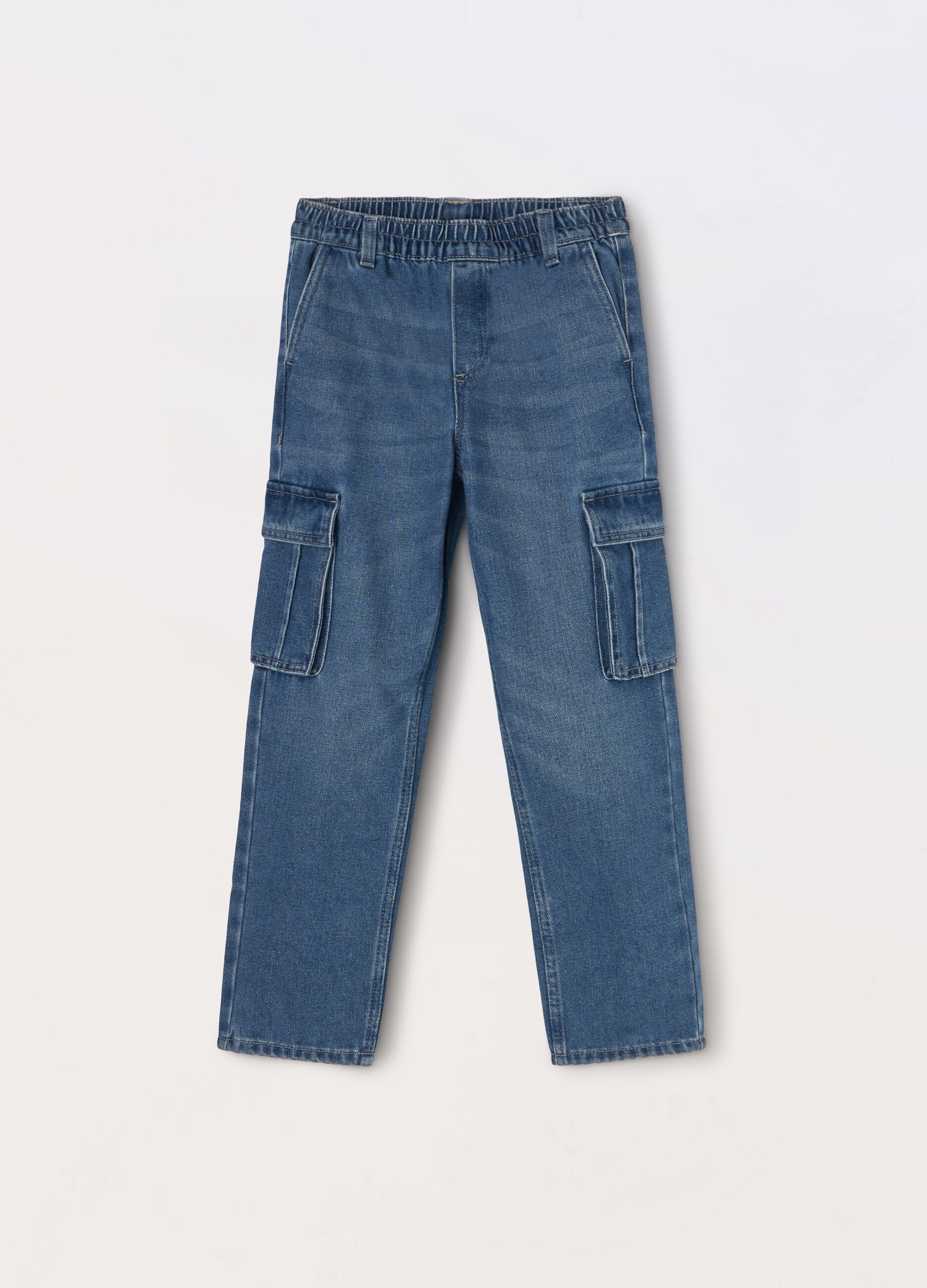 Pantaloni cargo in denim di misto cotone ragazzo