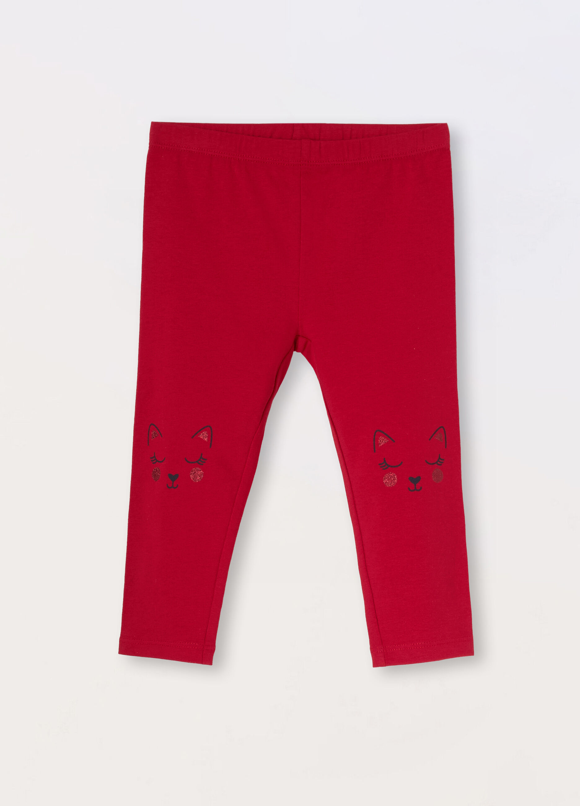 Leggings con glitter in cotone stretch neonata