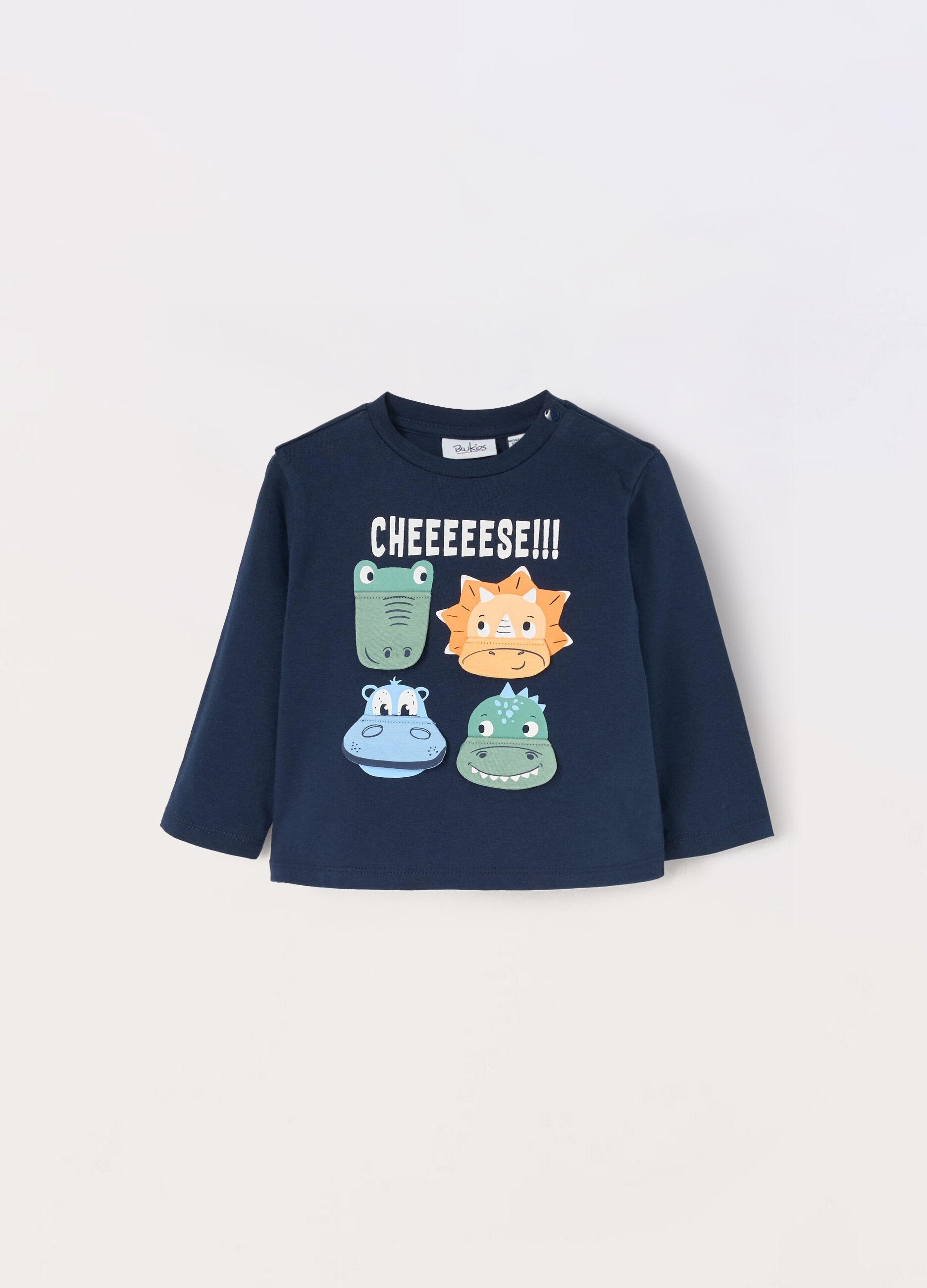 T-shirt a maniche lunghe in puro cotone neonato