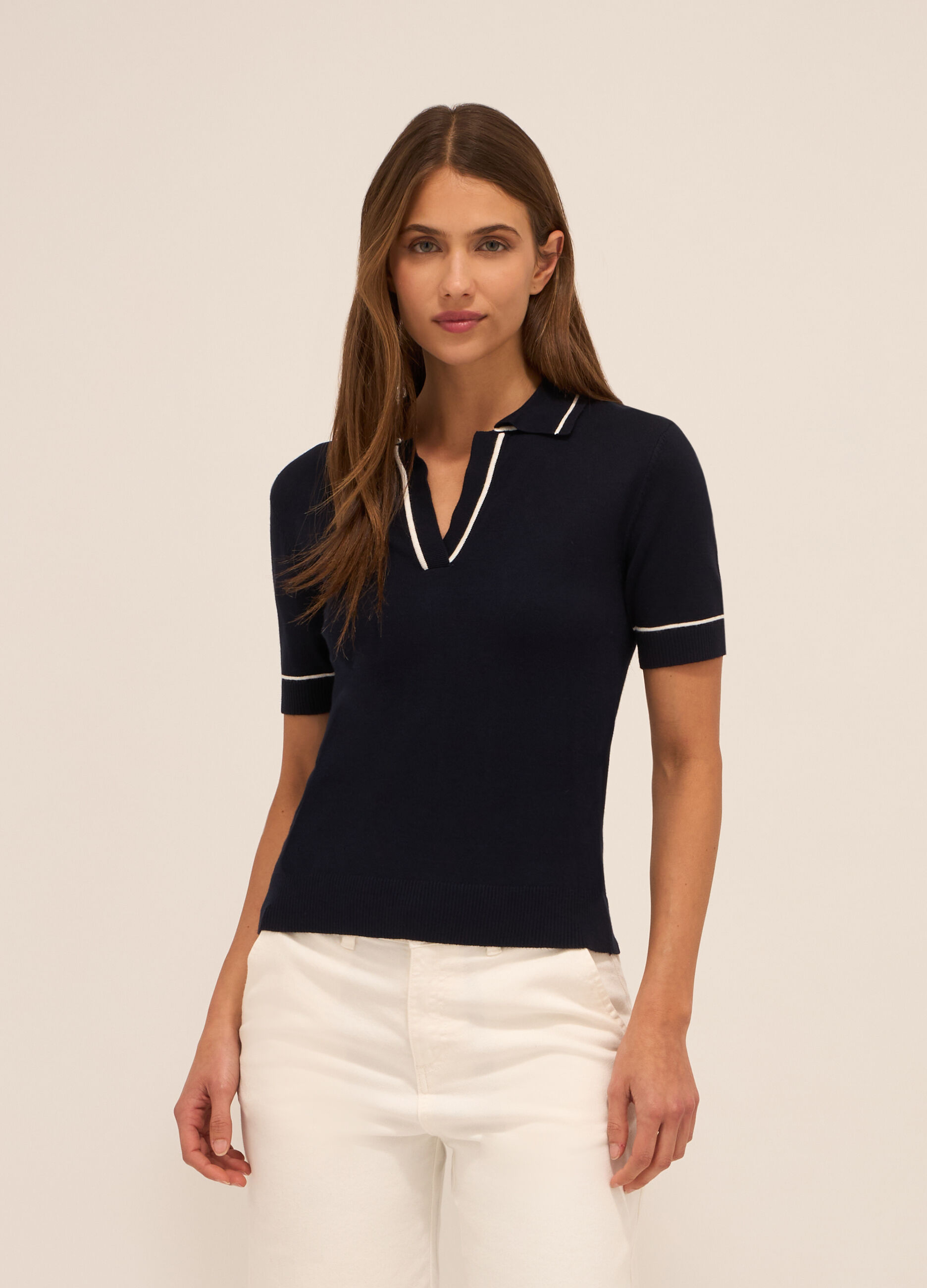 Polo in tricot misto viscosa donna