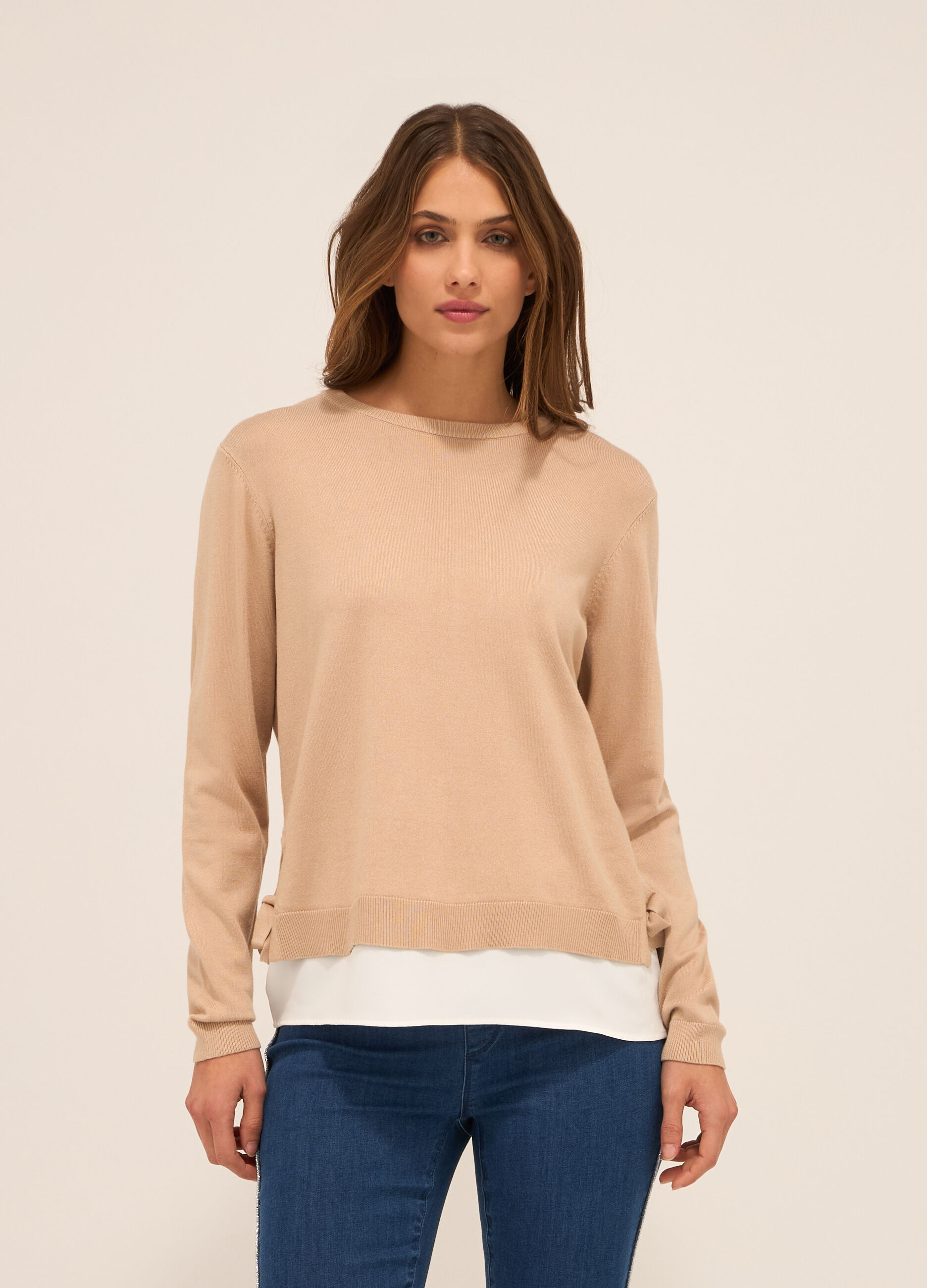 Tricot misto viscosa con inserto donna