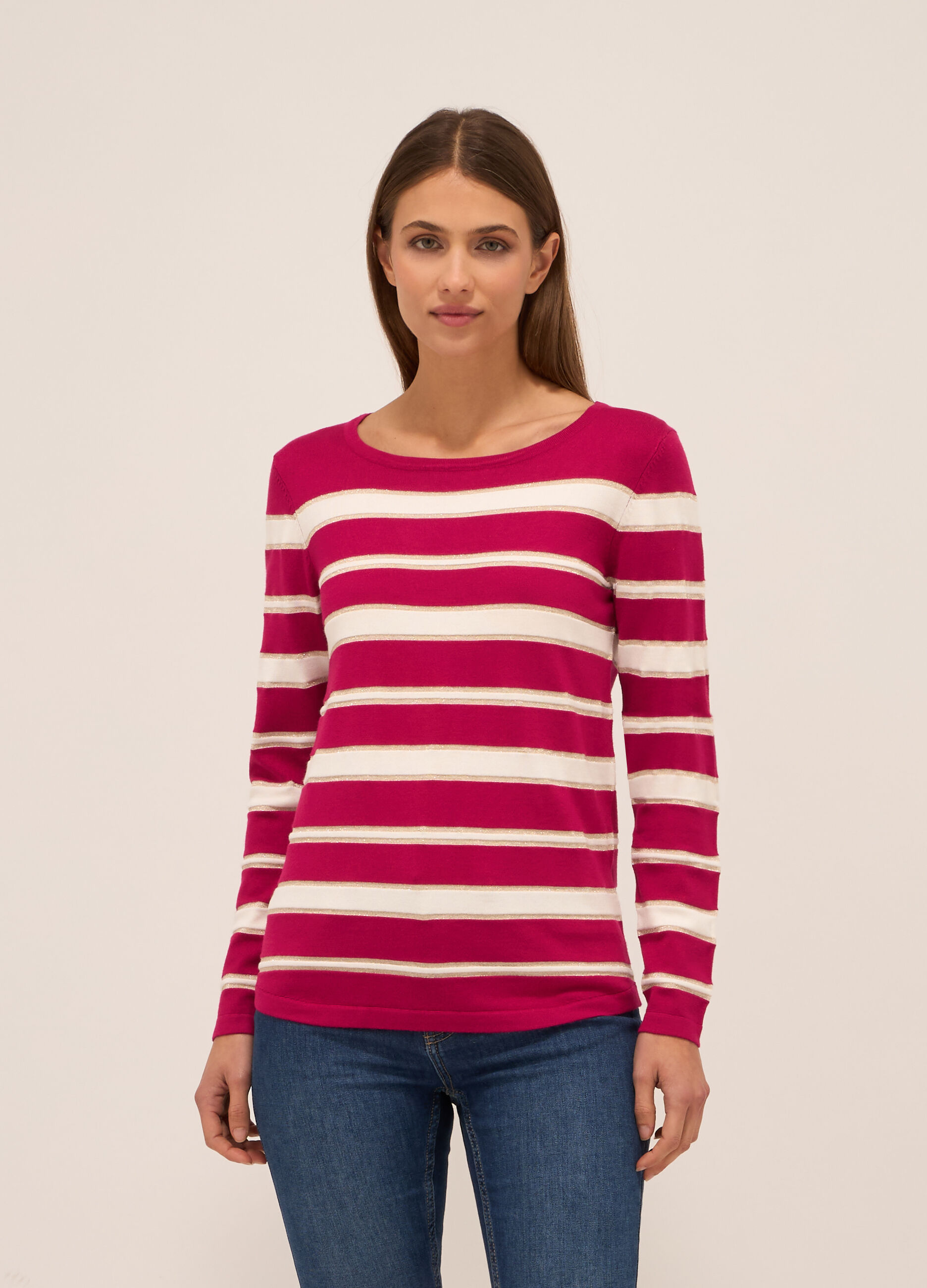 Tricot a righe misto viscosa donna