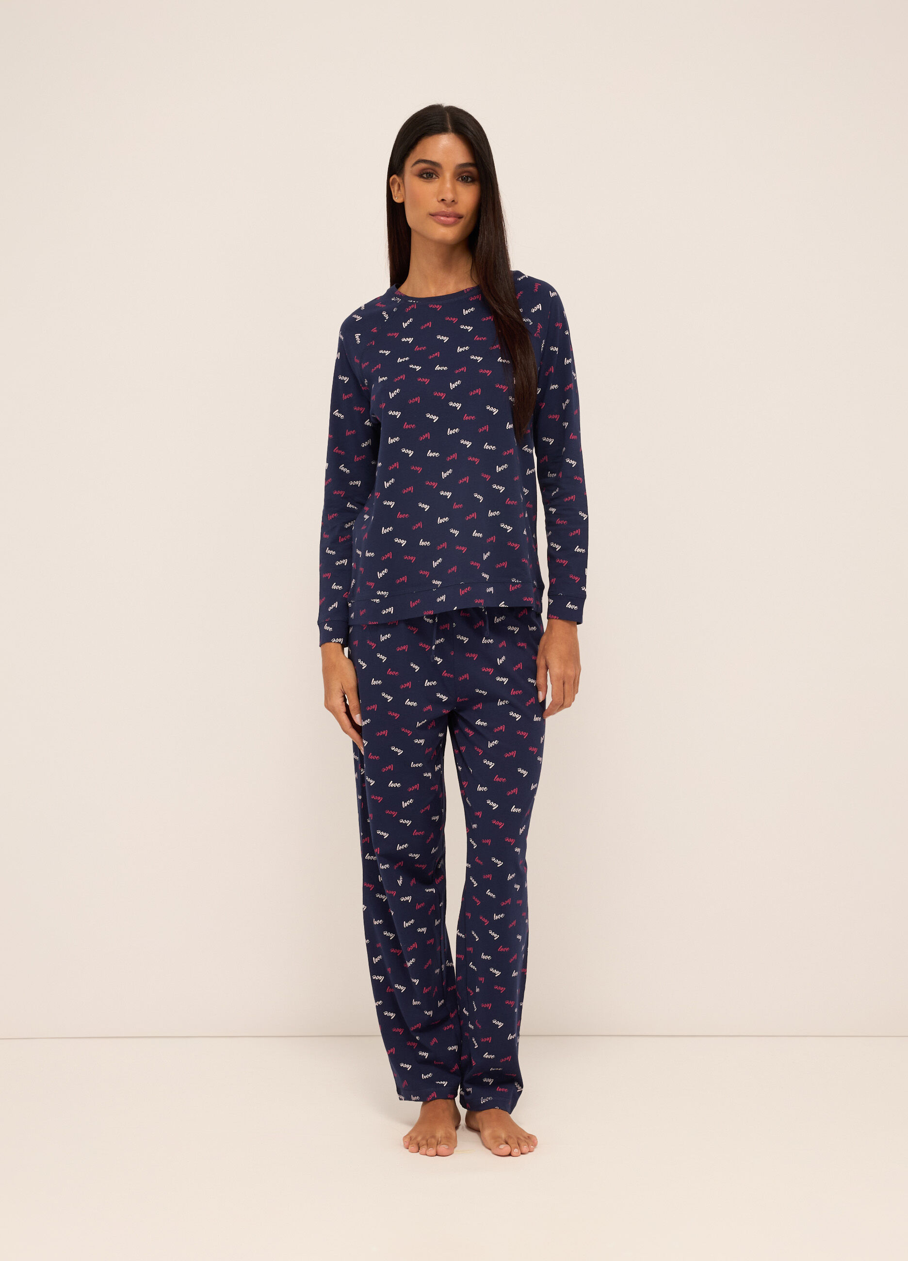 Top pigiama lungo in puro cotone donna