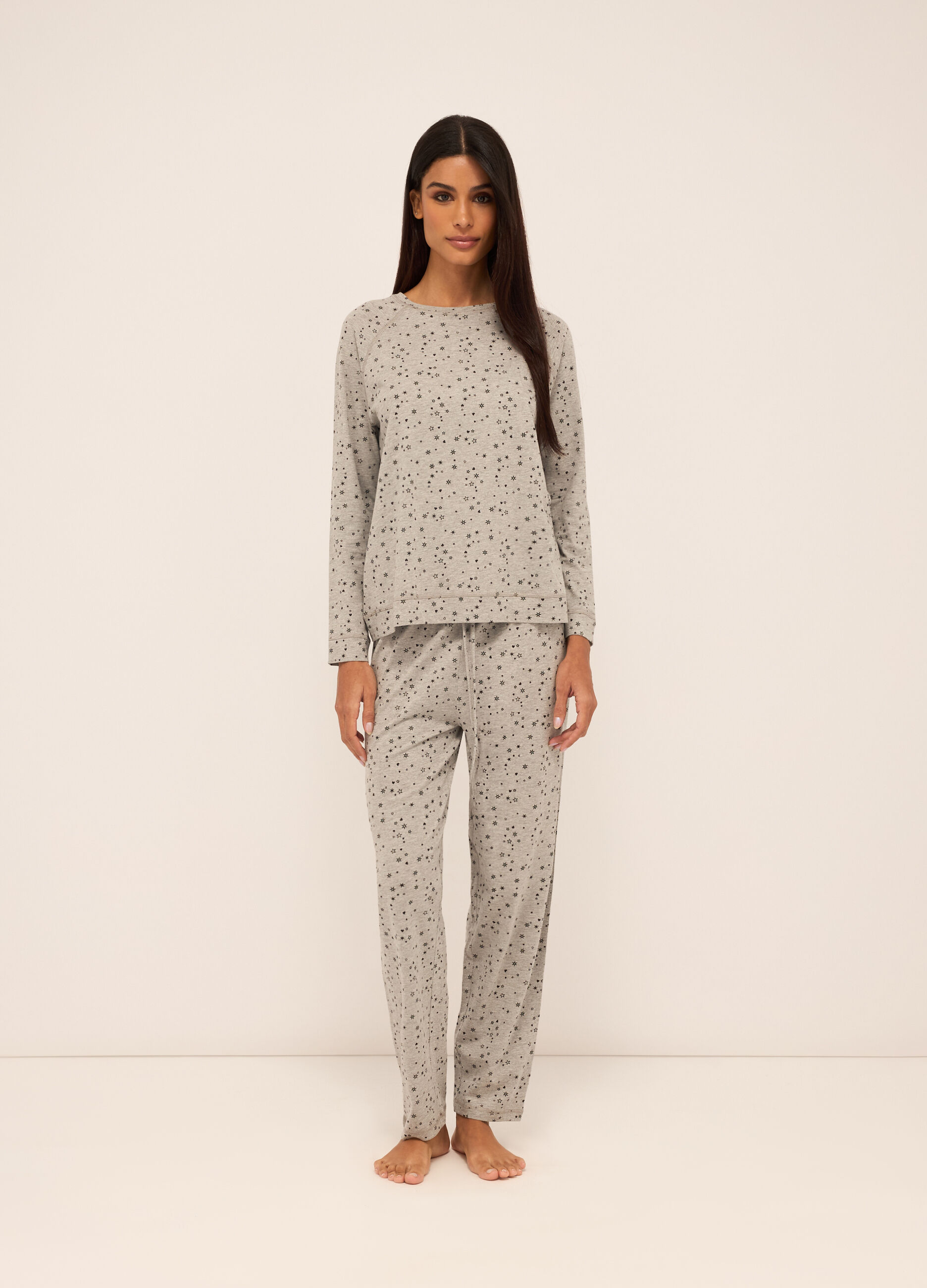 Top pigiama lungo in puro cotone donna
