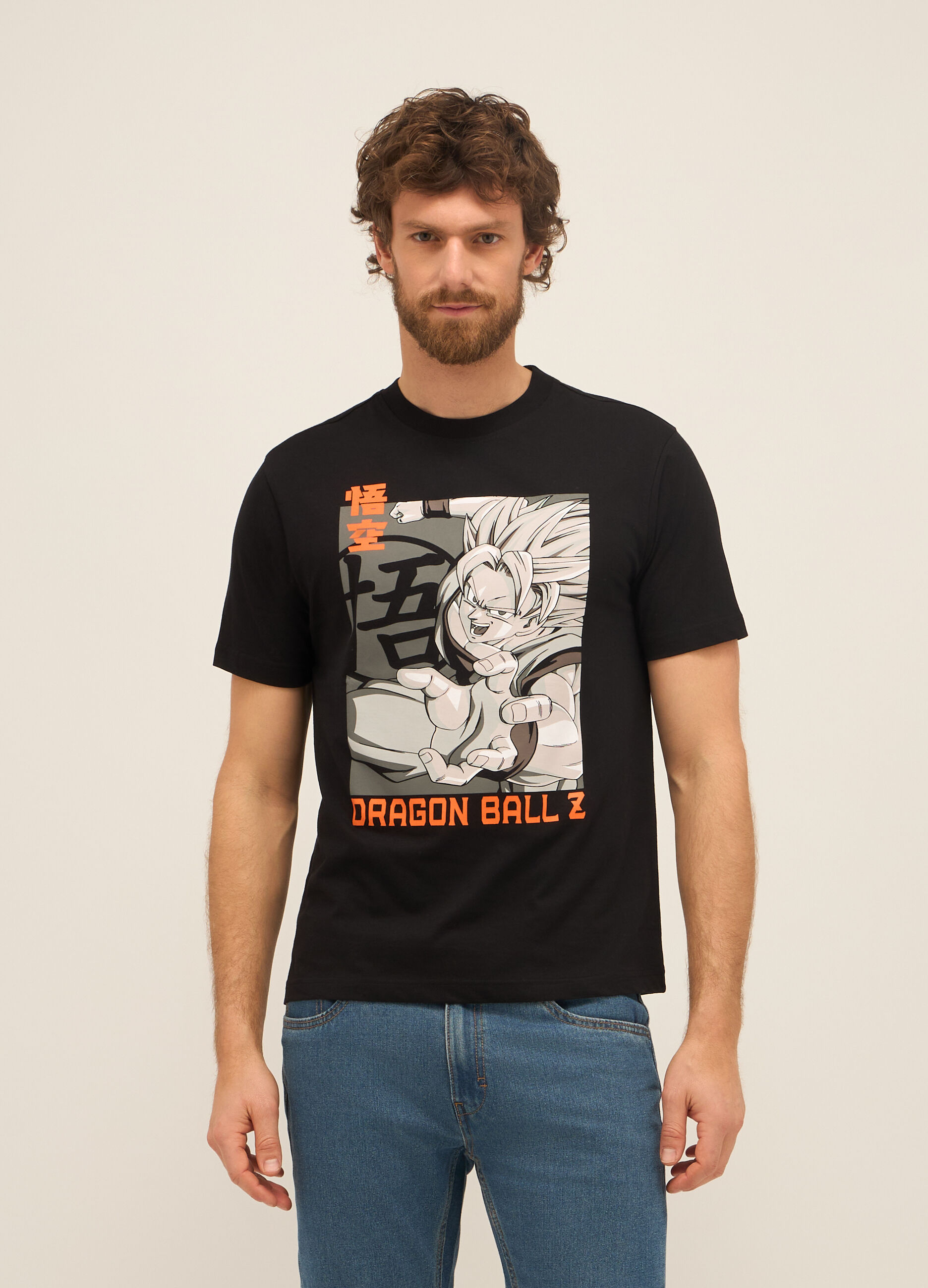 T-shirt girocollo in cotone con stampa uomo