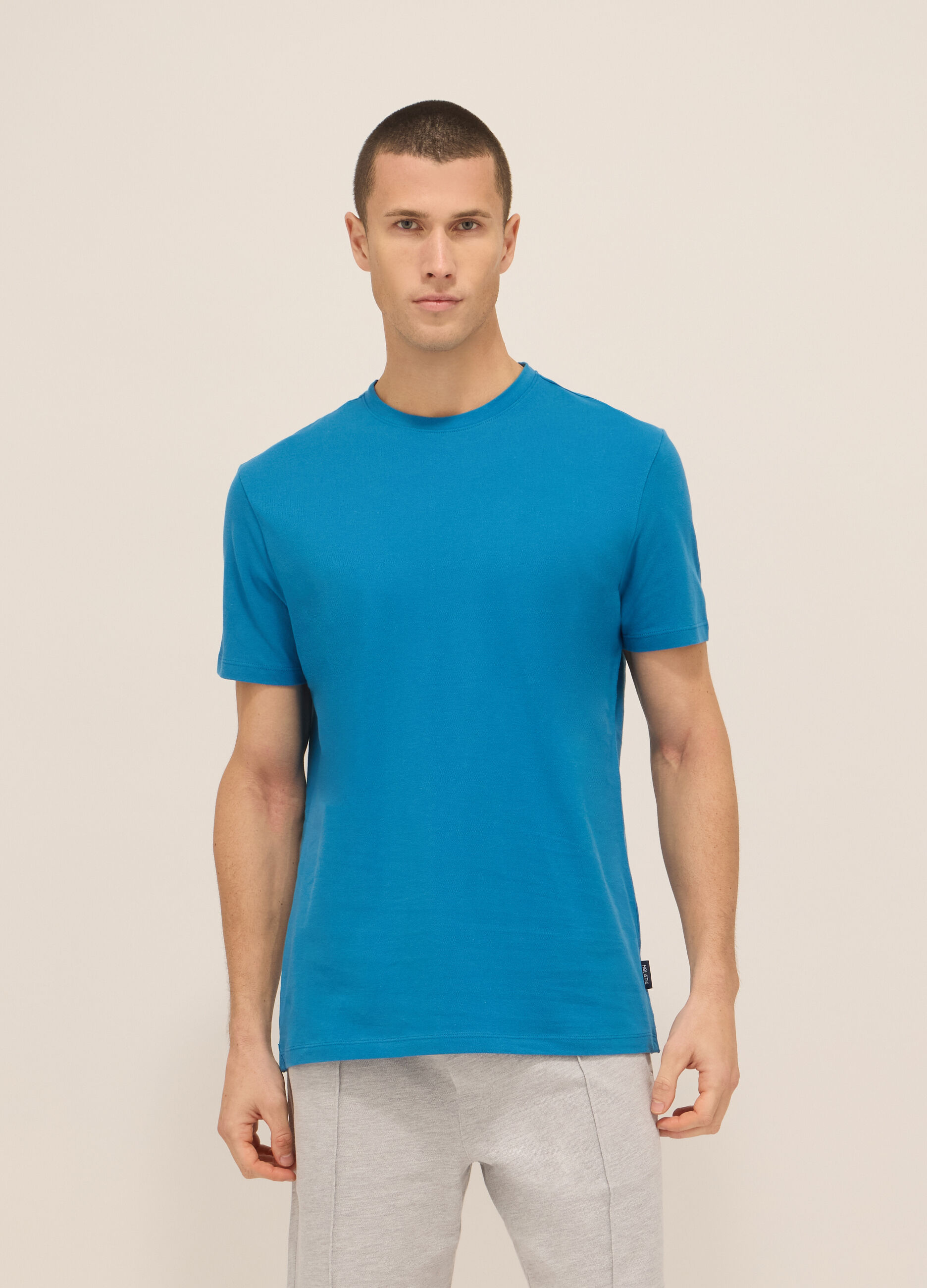 T-shirt girocollo in piquet di cotone uomo