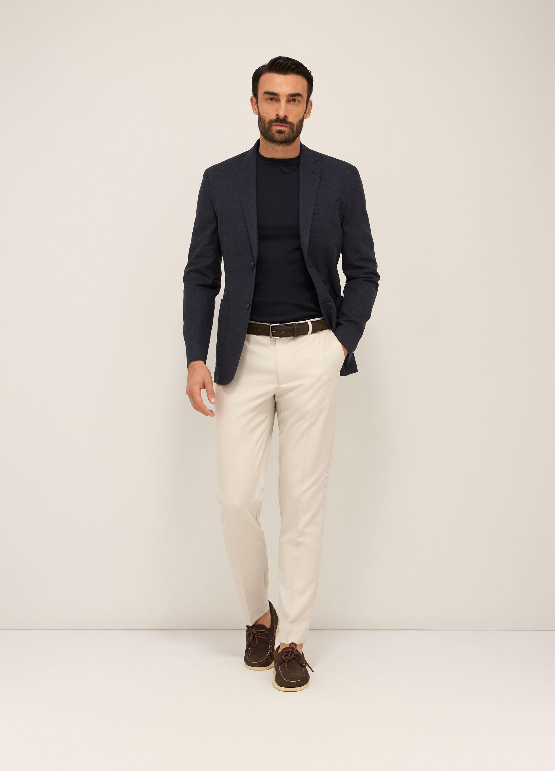 Blazer in cotone e lino fiammato uomo