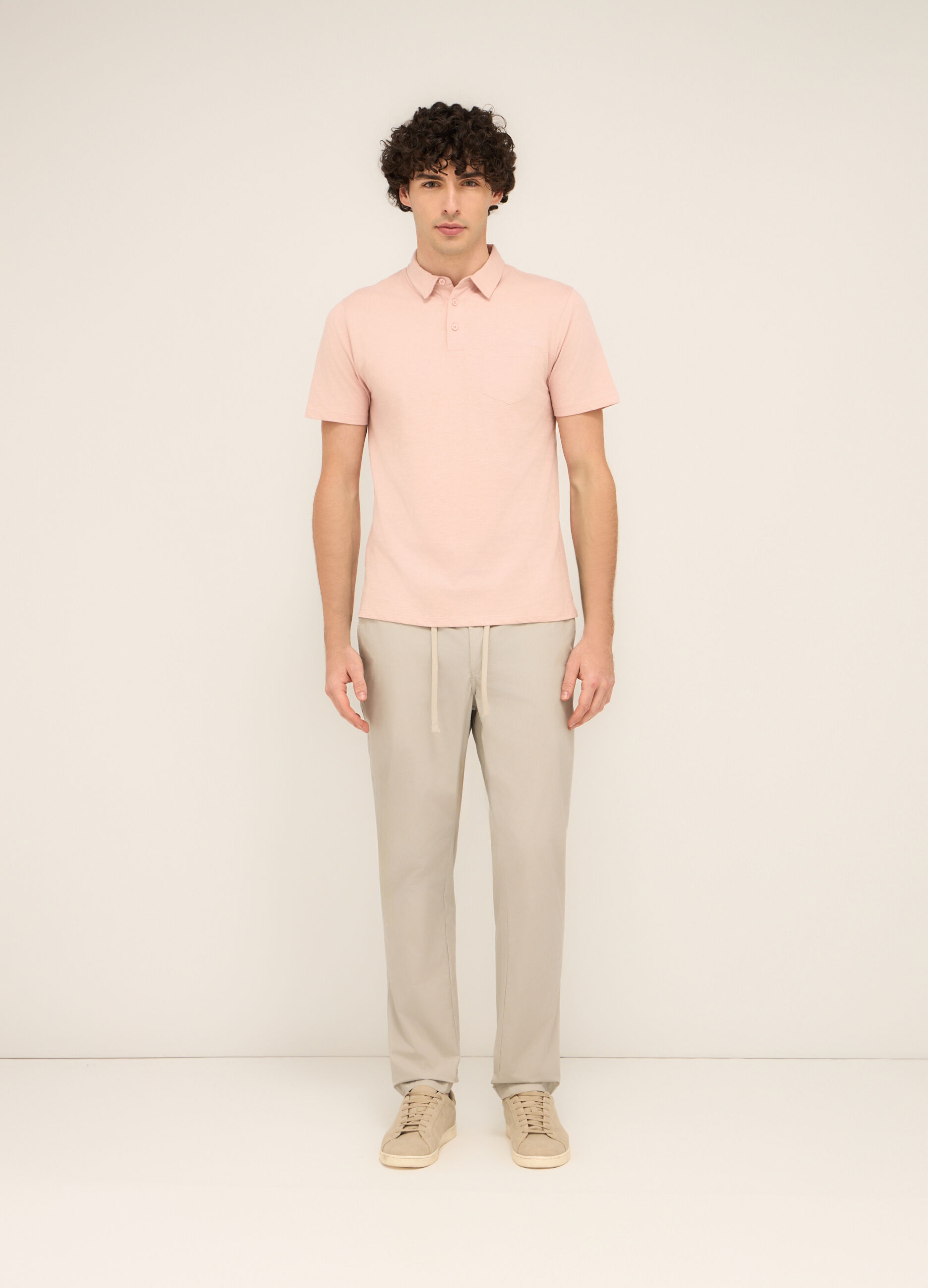 Pantaloni chino in cotone stretch con coulisse uomo