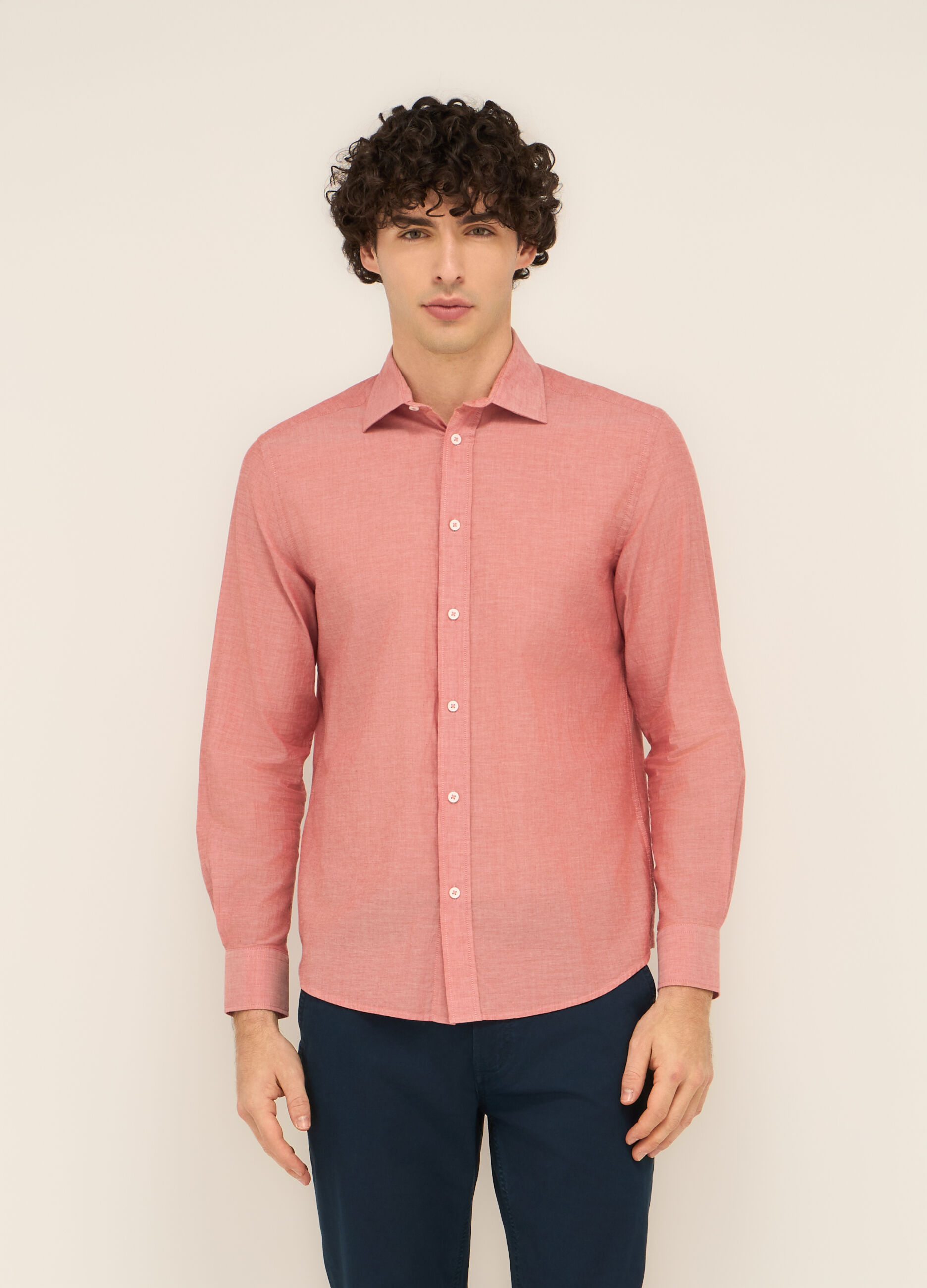 Camicia regular fit in tela di puro cotone uomo