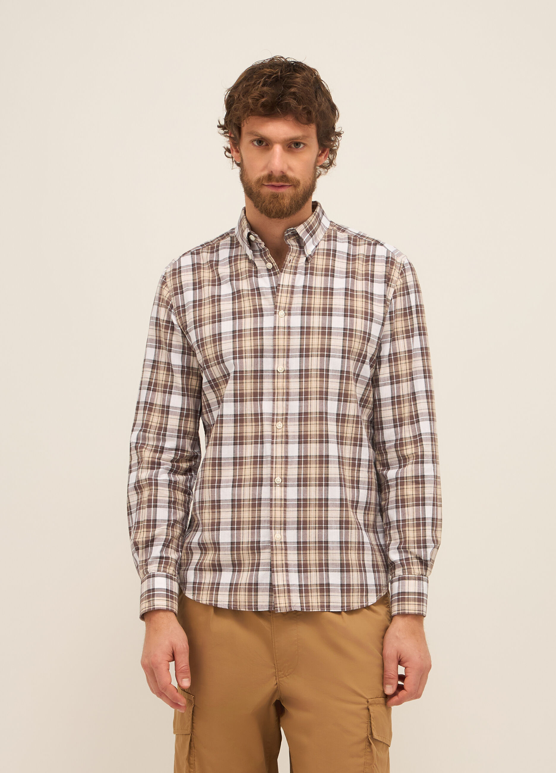 Camicia regular fit button-down a quadri uomo