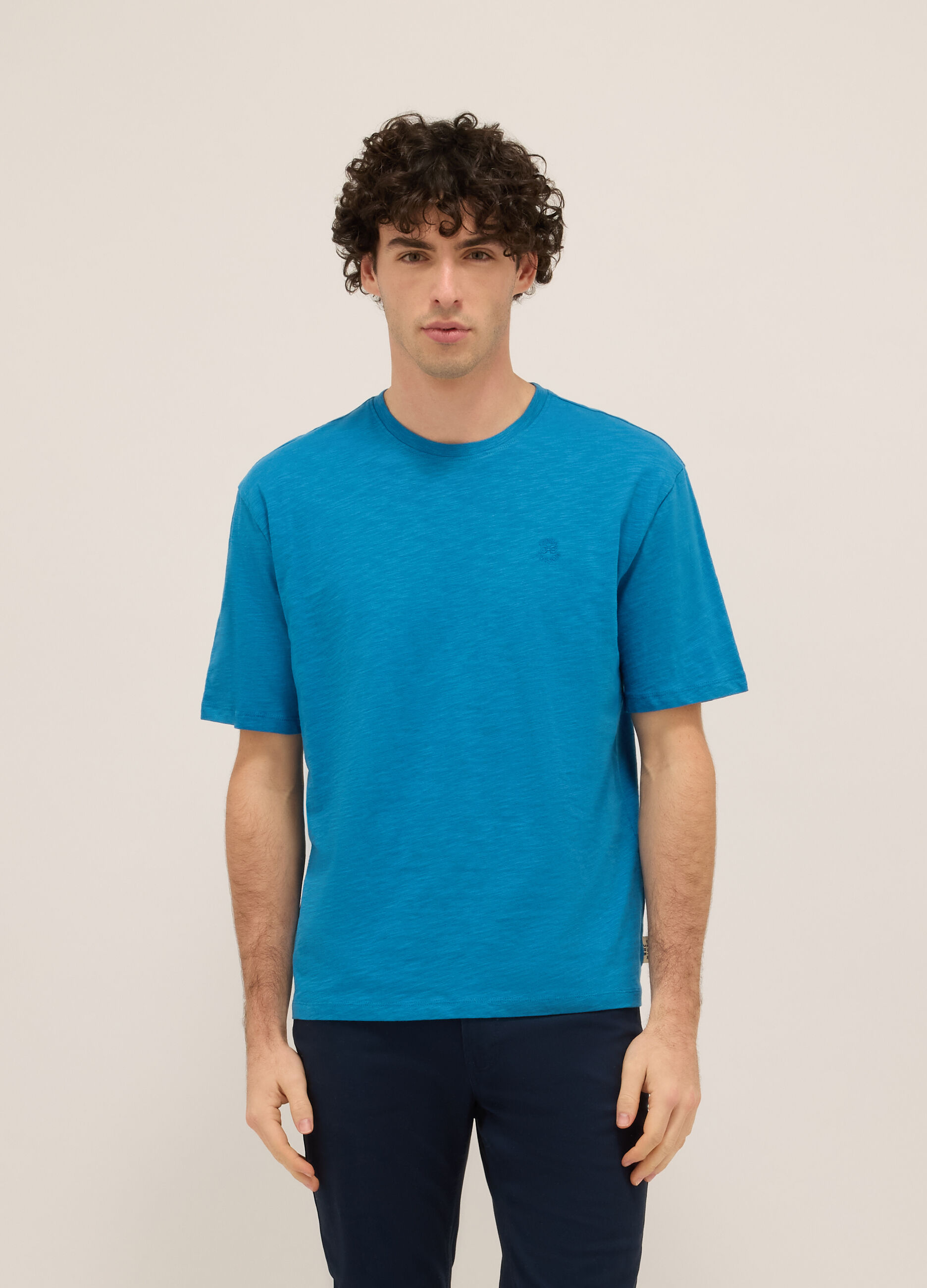 T-shirt girocollo in puro cotone uomo