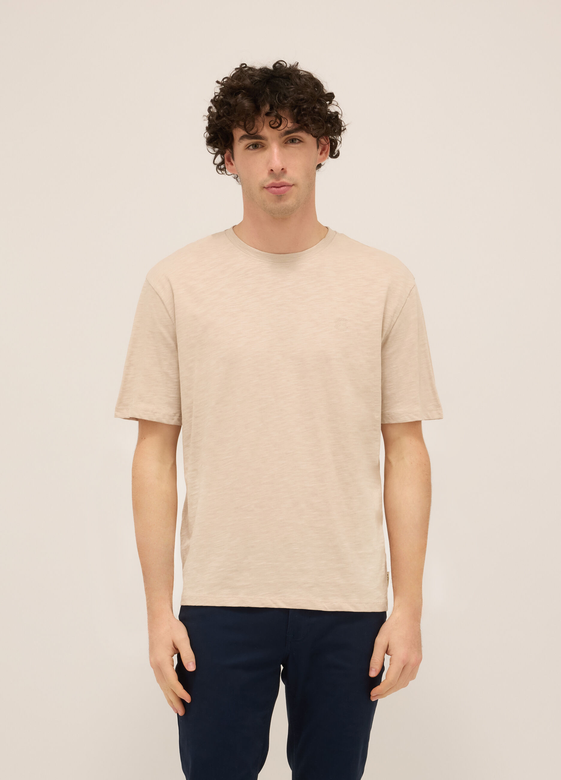 T-shirt girocollo in cotone effetto mÃ©lange uomo