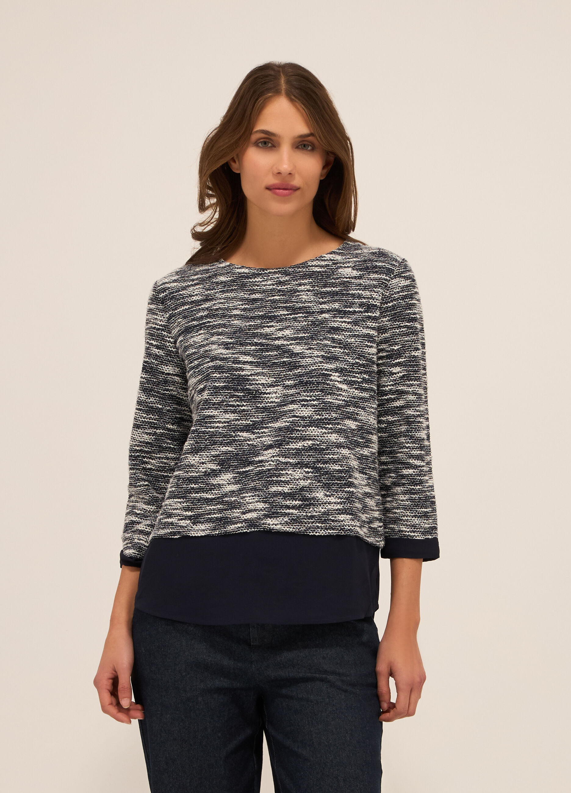 T-shirt fancy con lavorazione jacquard donna