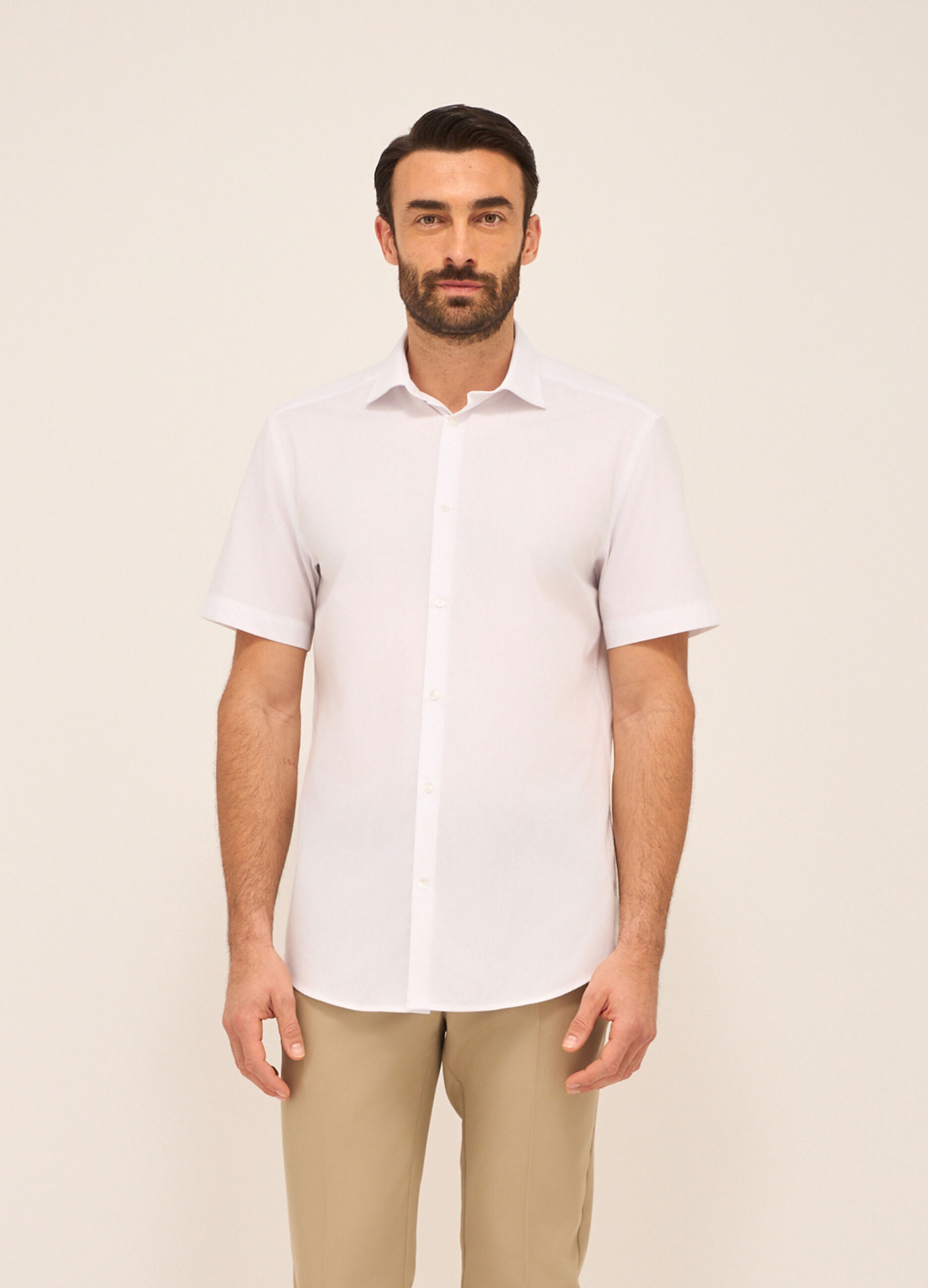 Camicia a maniche corte in misto cotone uomo