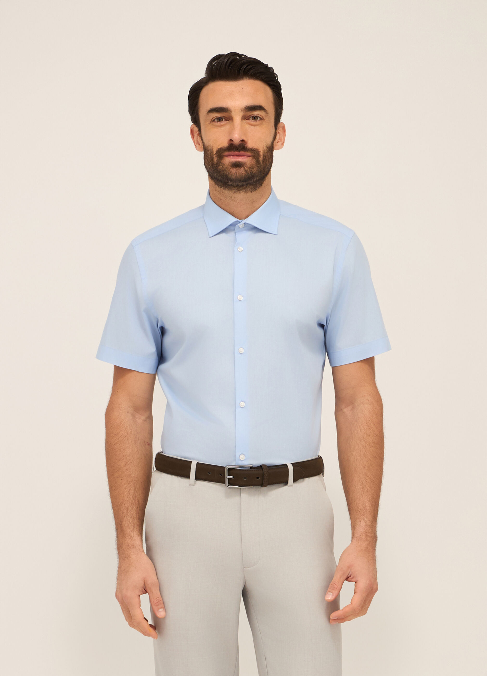 Camicia a maniche corte in misto cotone uomo
