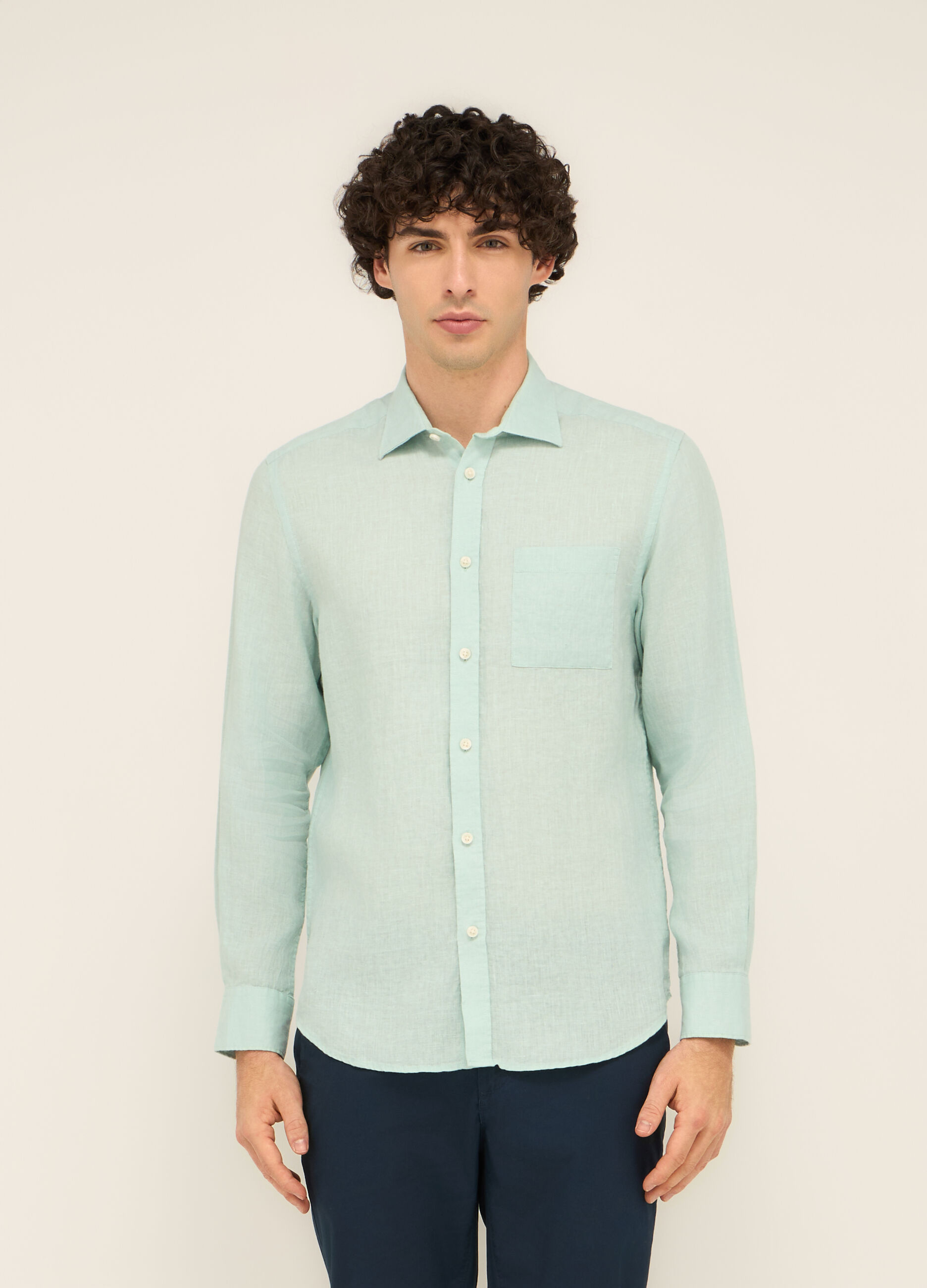 Camicia regular fit in puro lino uomo