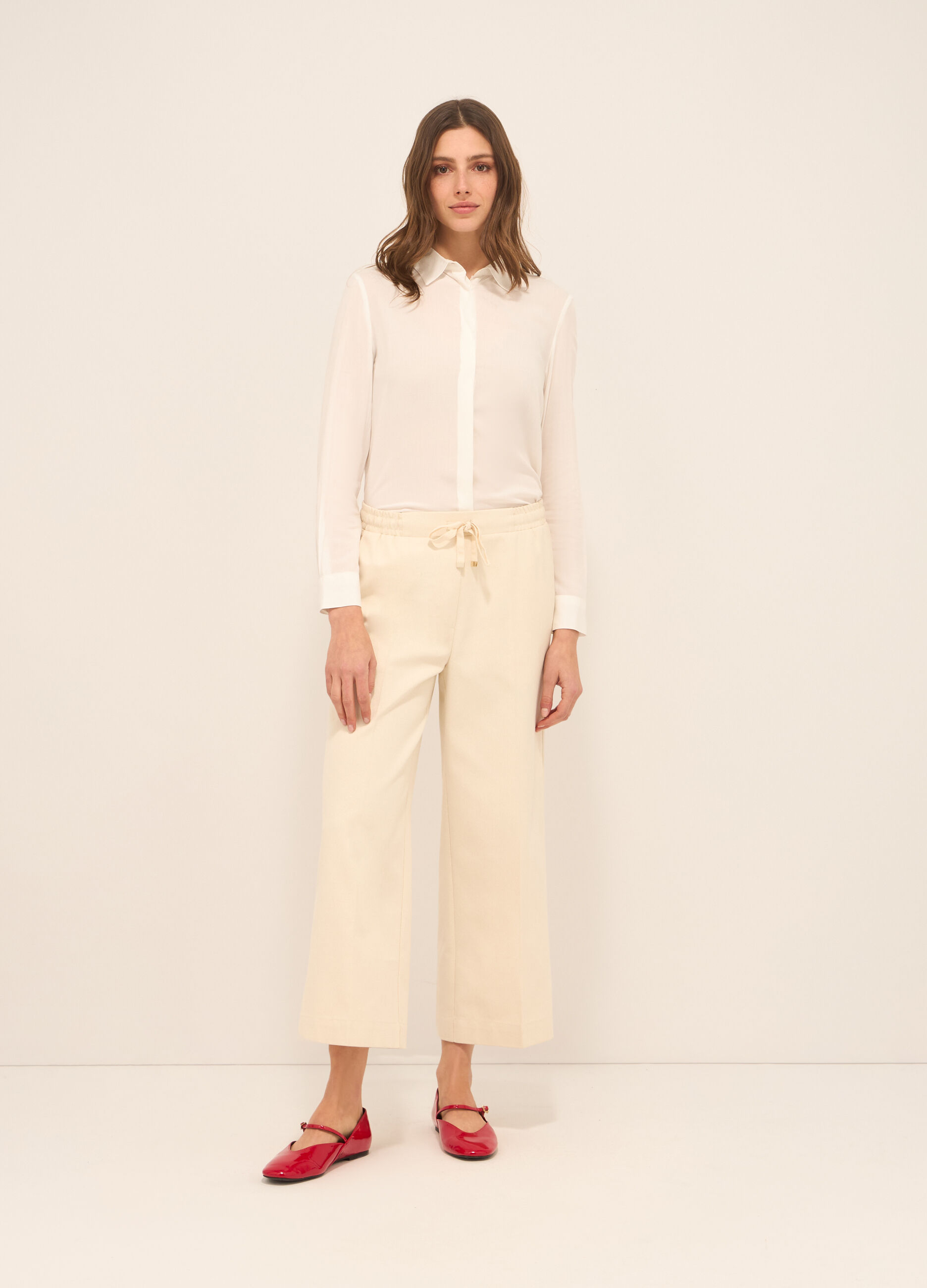 Pantaloni in twill misto cotone donna