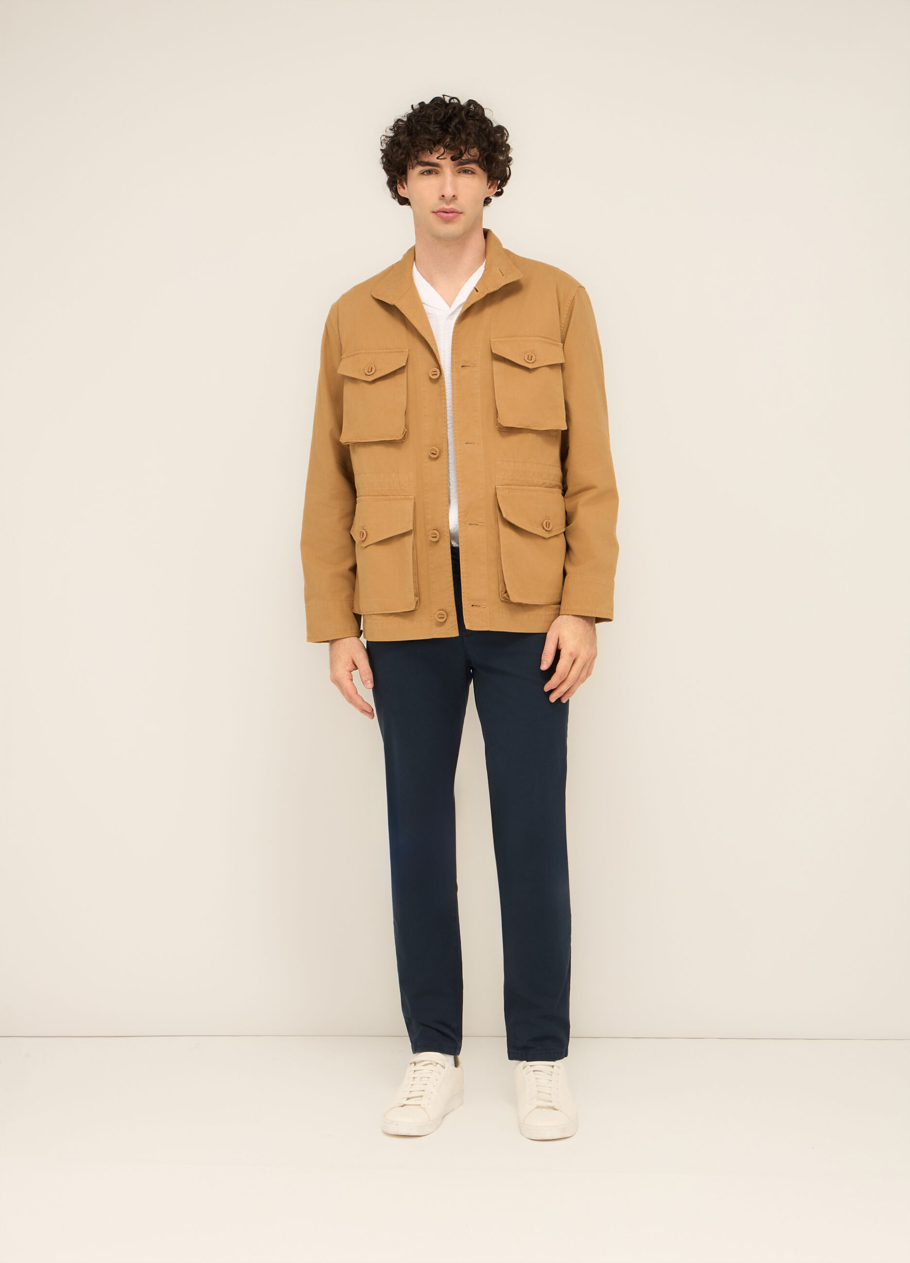 Field jacket in tela di cotone uomo