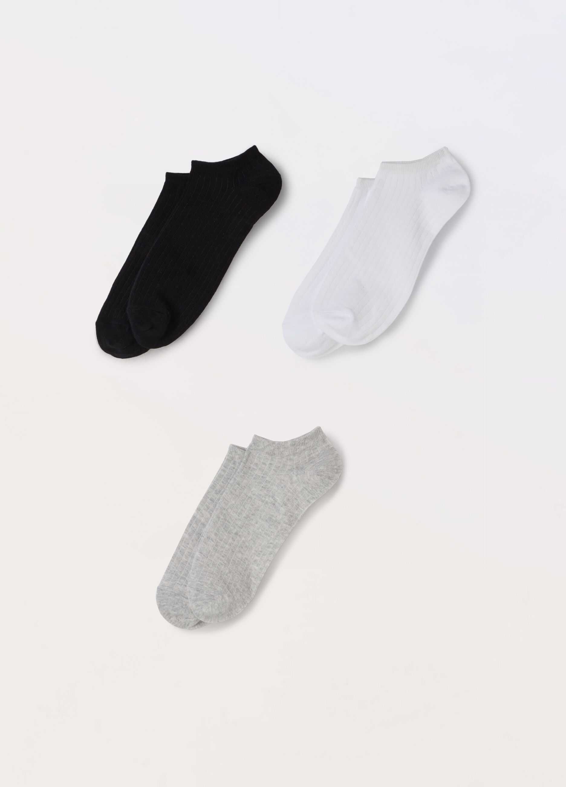 3 pack calzini sneaker in cotone stretch a coste uomo