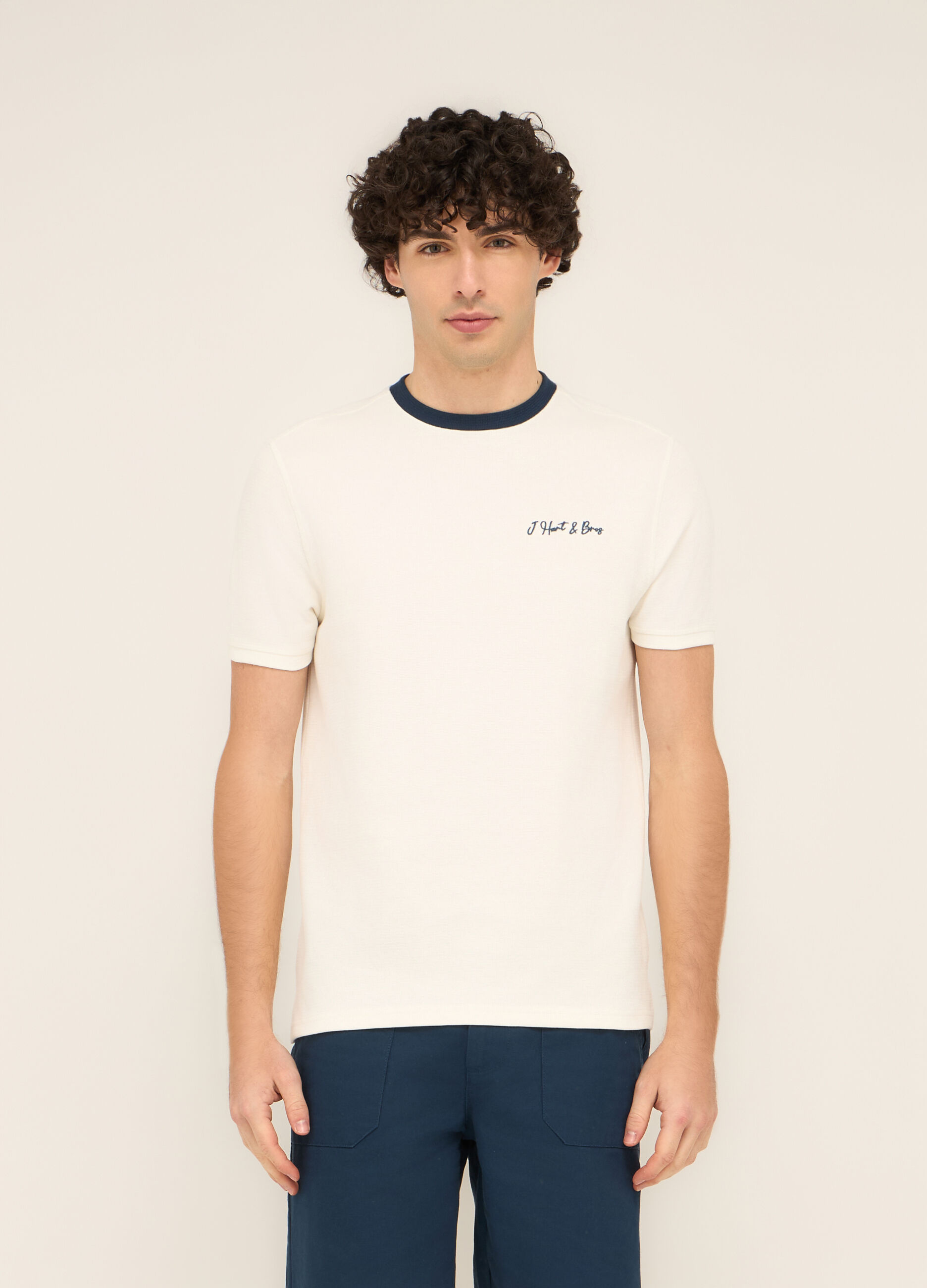 T-shirt girocollo in cotone nido d'ape uomo