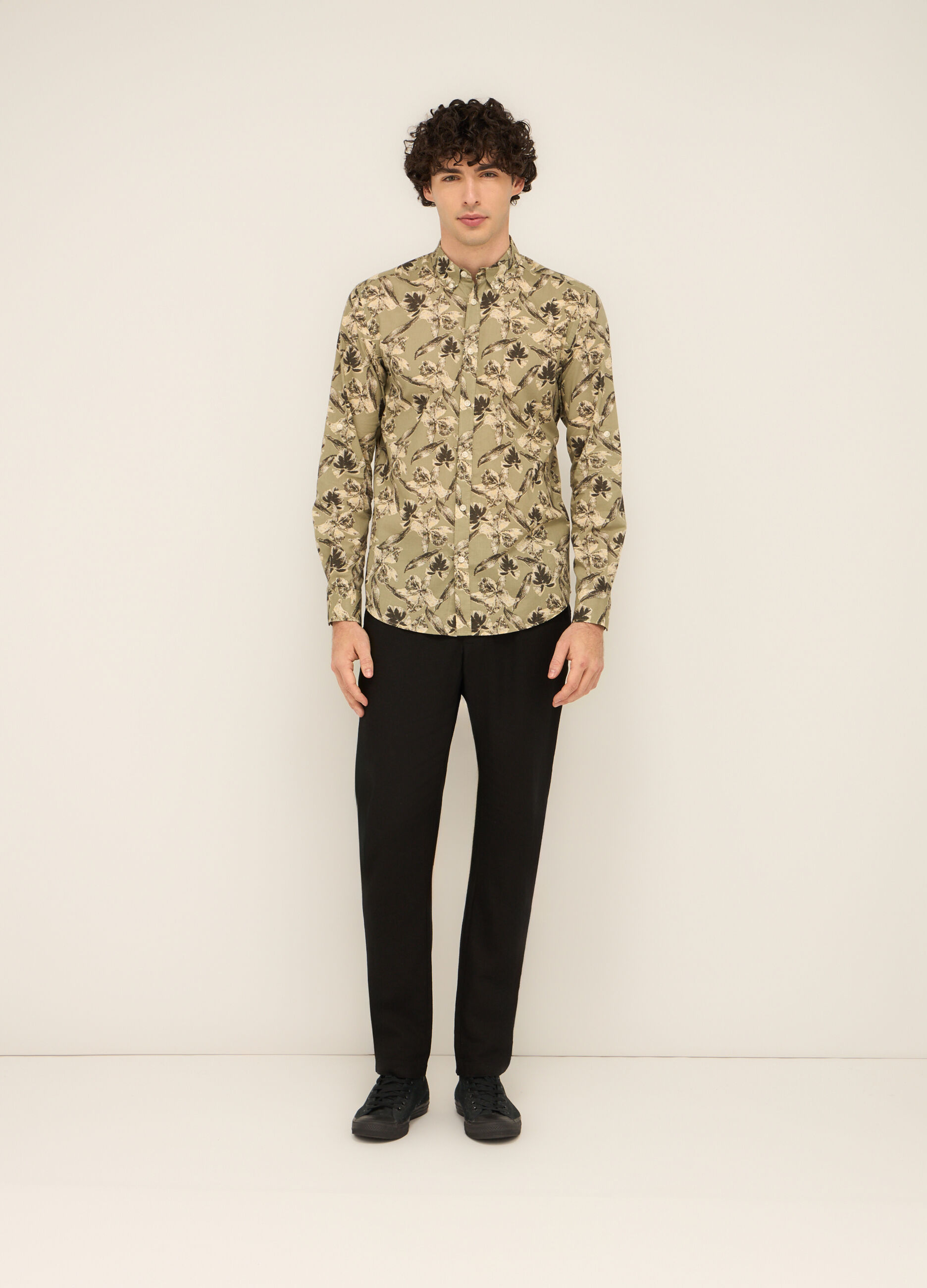 Pantaloni chino in misto lino uomo