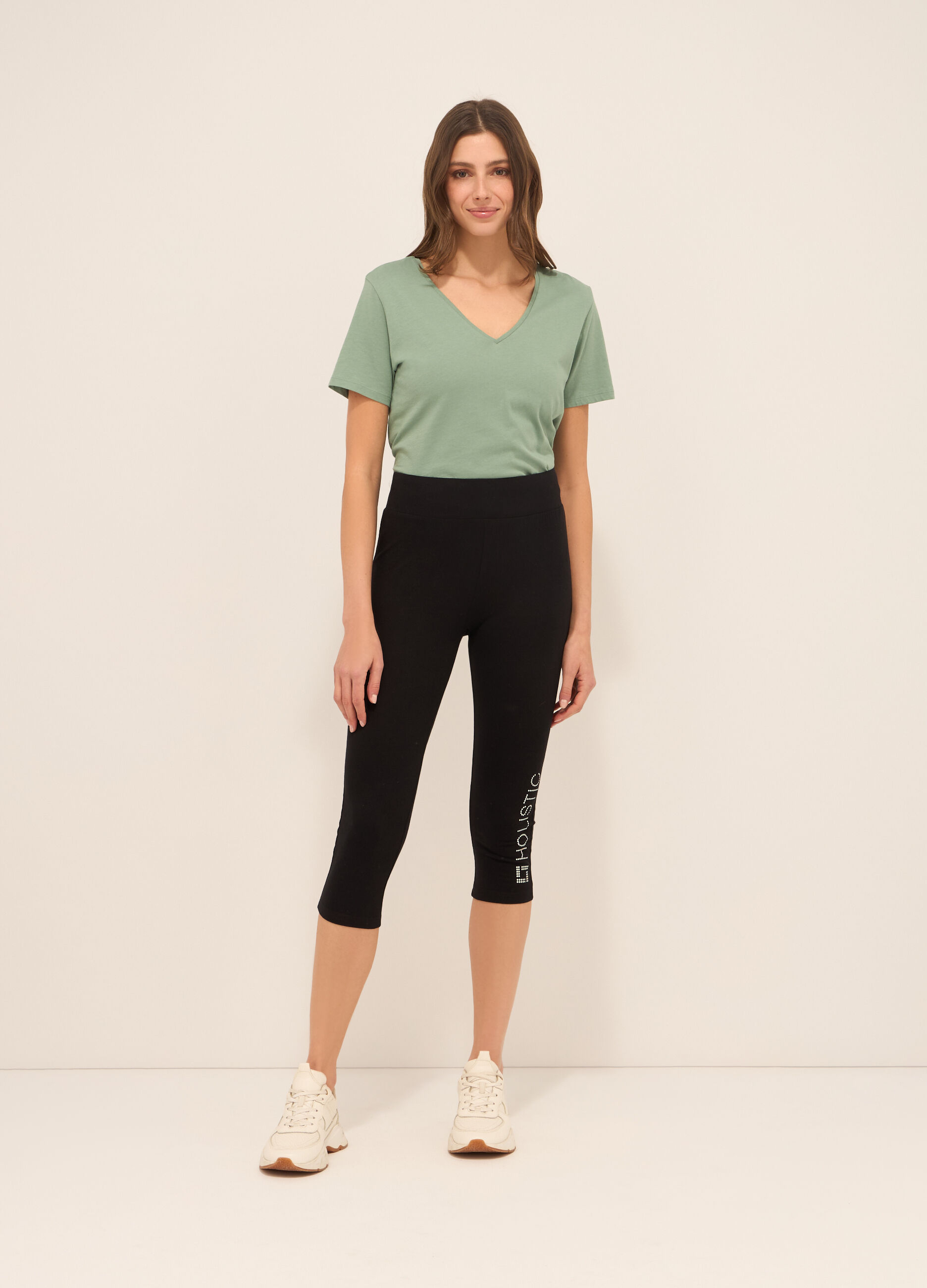Leggings capri in cotone stretch donna