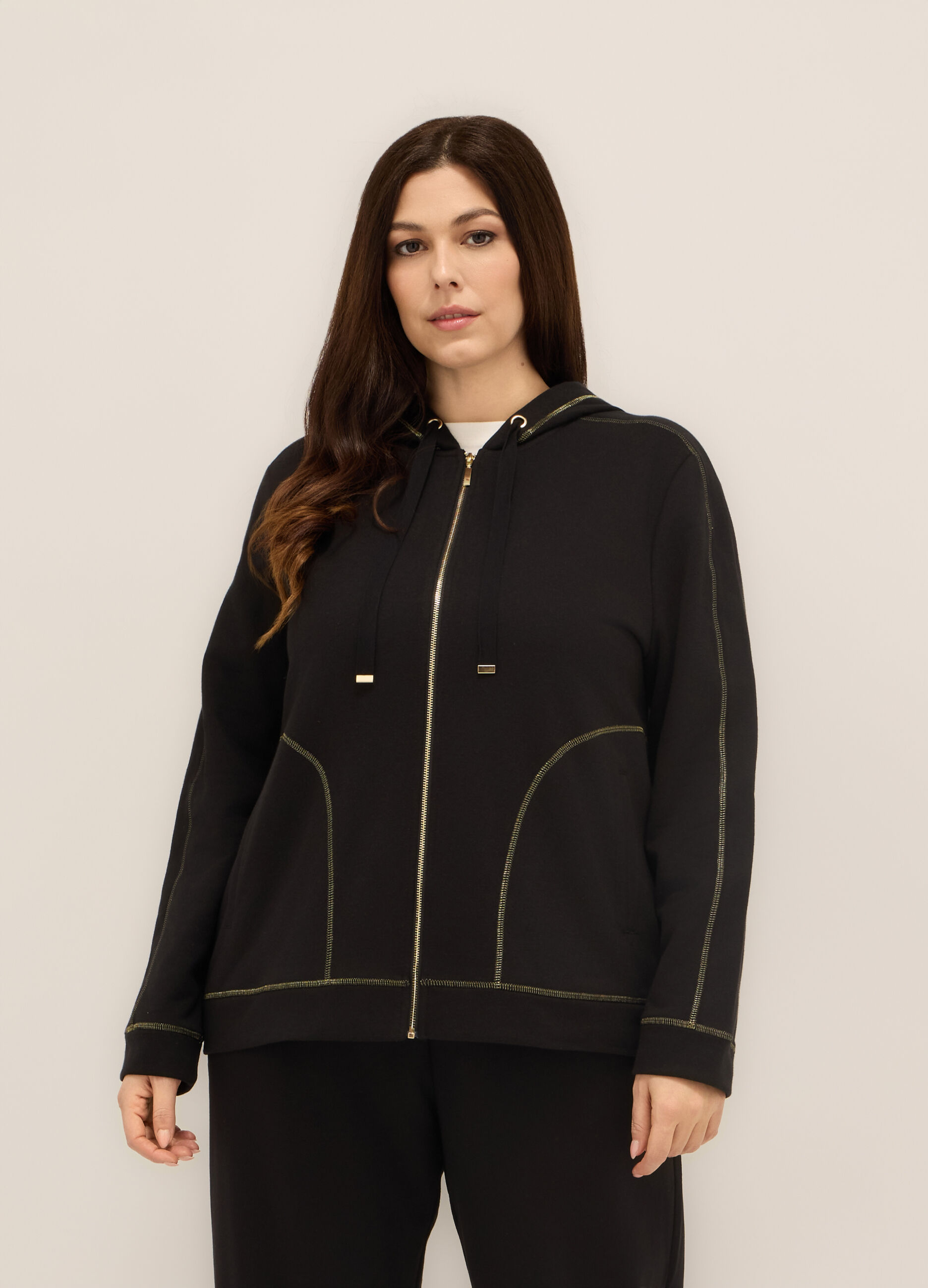 Felpa con cappuccio misto cotone donna curvy